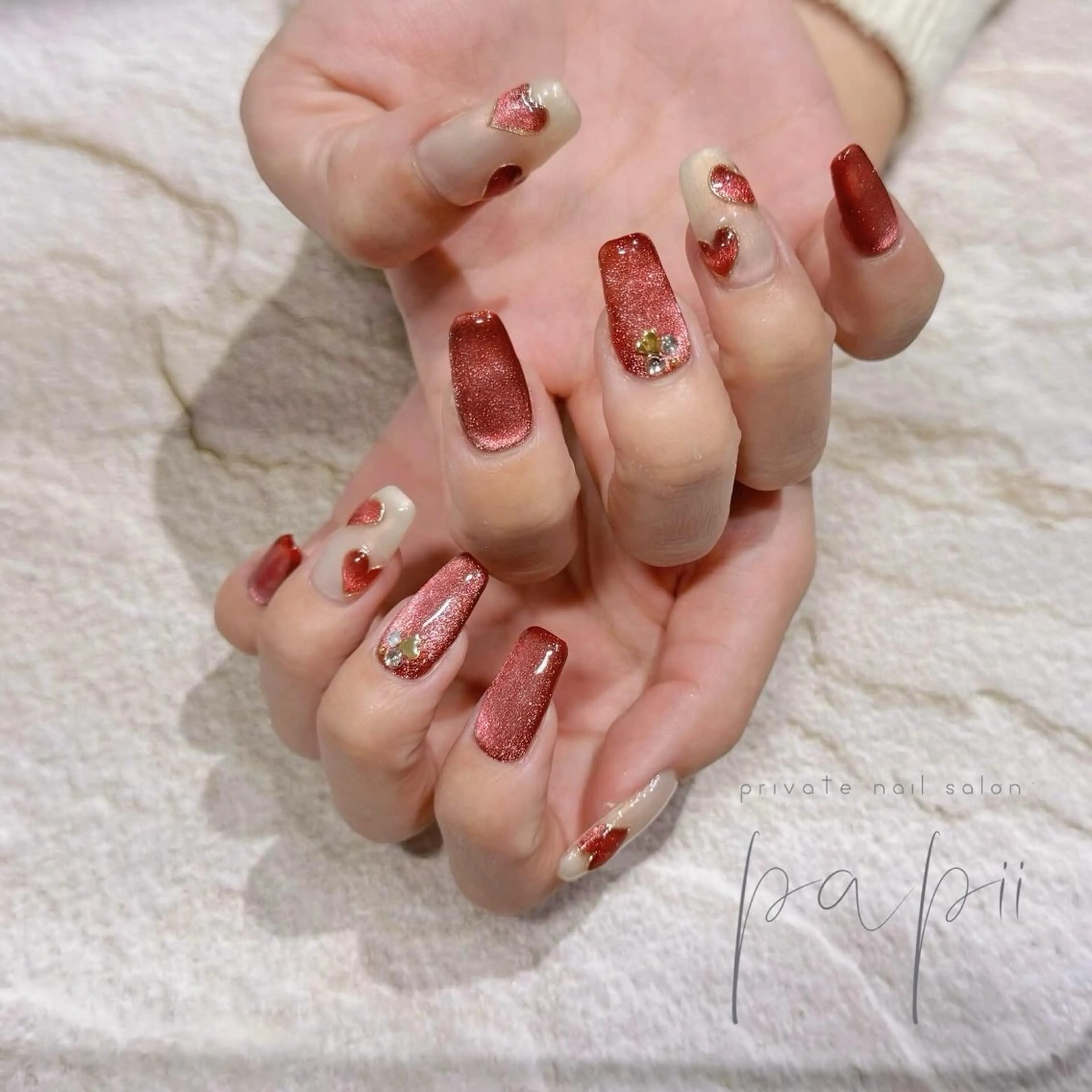 ネイル ハート マグネットネイル ハンドネイル private nail salon papii所属・papii☆ kurodaのネイルデザイン