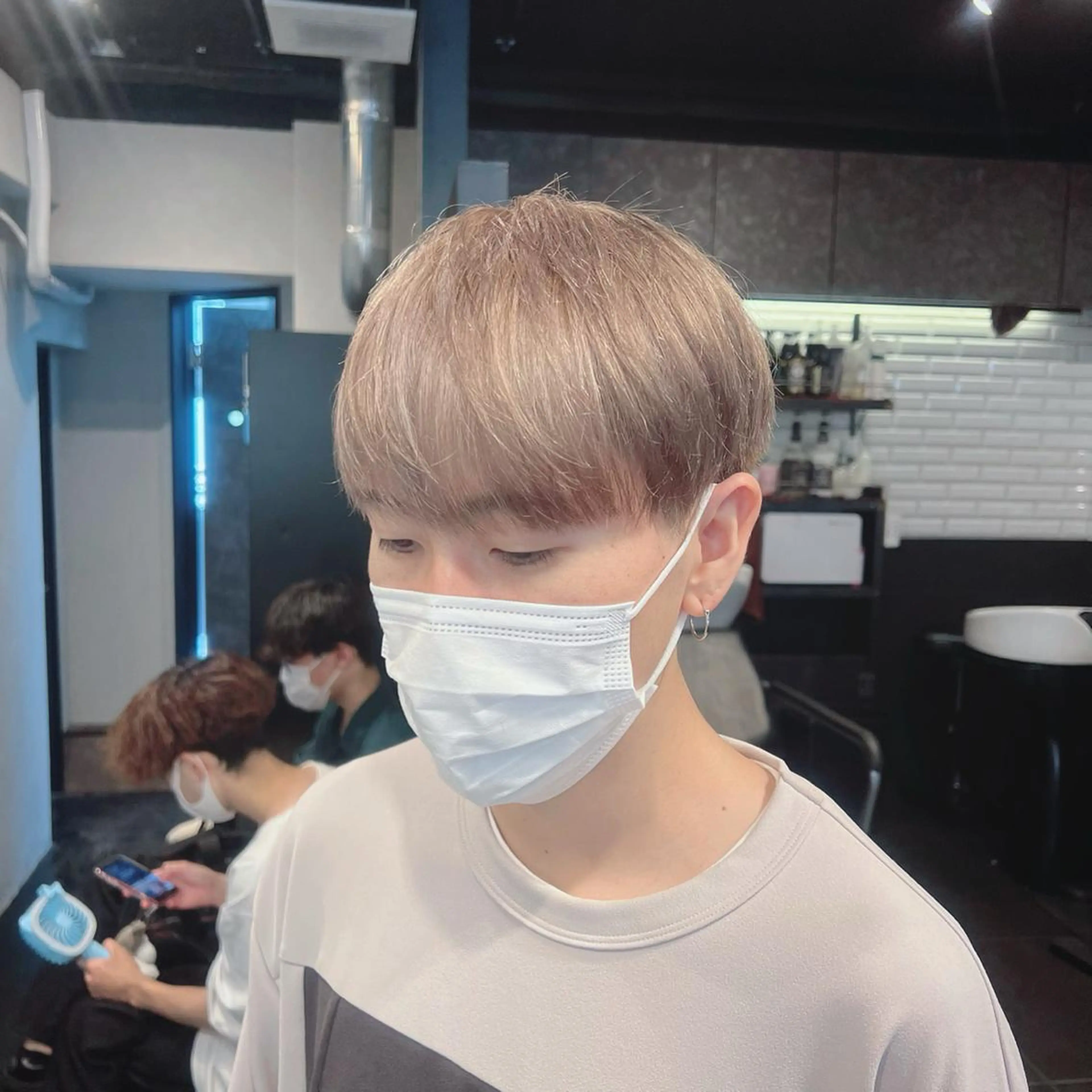 ショート カラー パーマ メンズ ベージュカラー ミルクティーベージュ カット ヘアカラー トリートメント メンズ特化/パーマ/ メッシュ/竜成のヘアスタイル