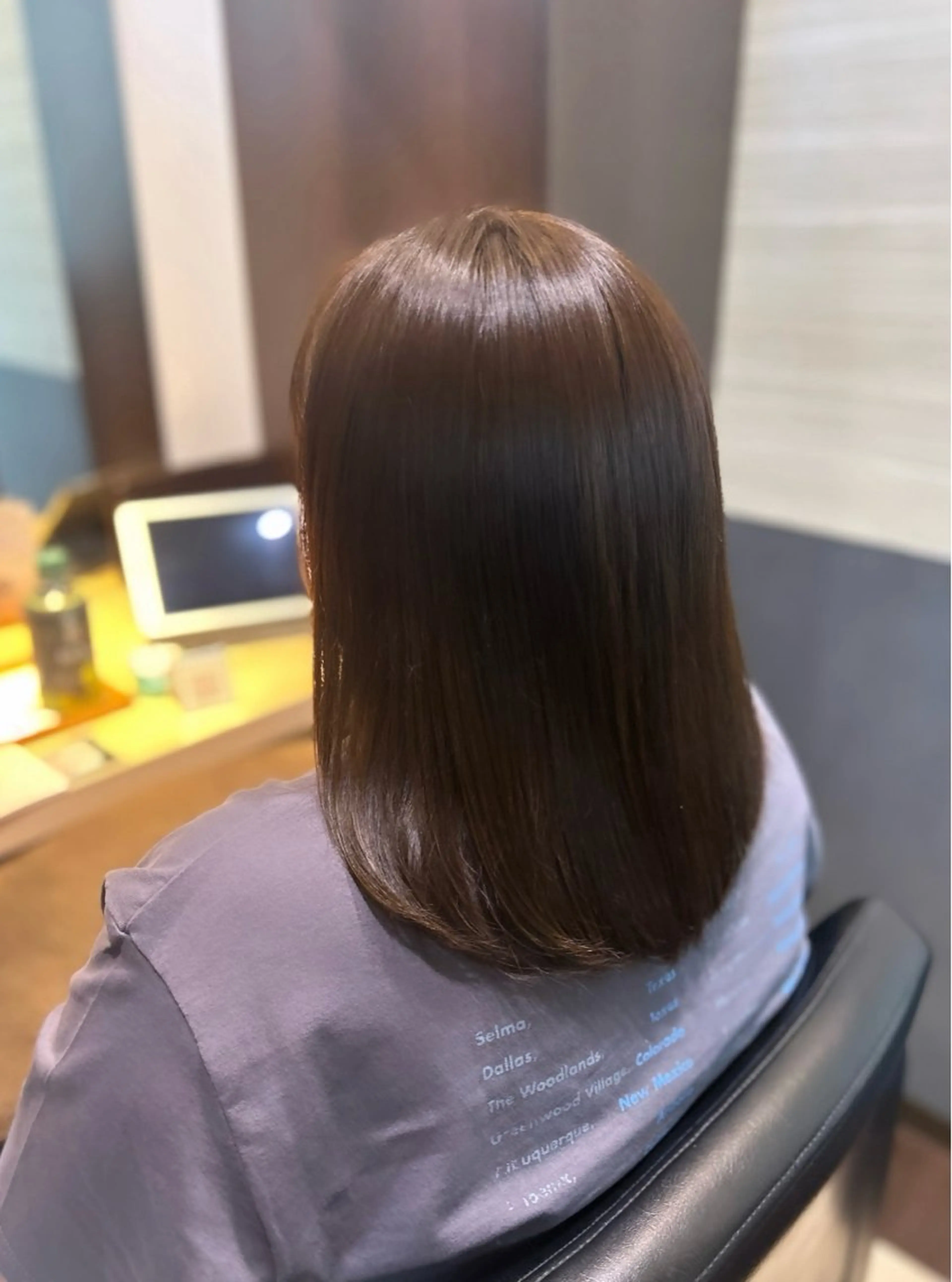 ミディアム カラー アッシュ アッシュブラウン ブラウンカラー オレンジ パーマモデル募集中 瀬在紗也香のヘアスタイル