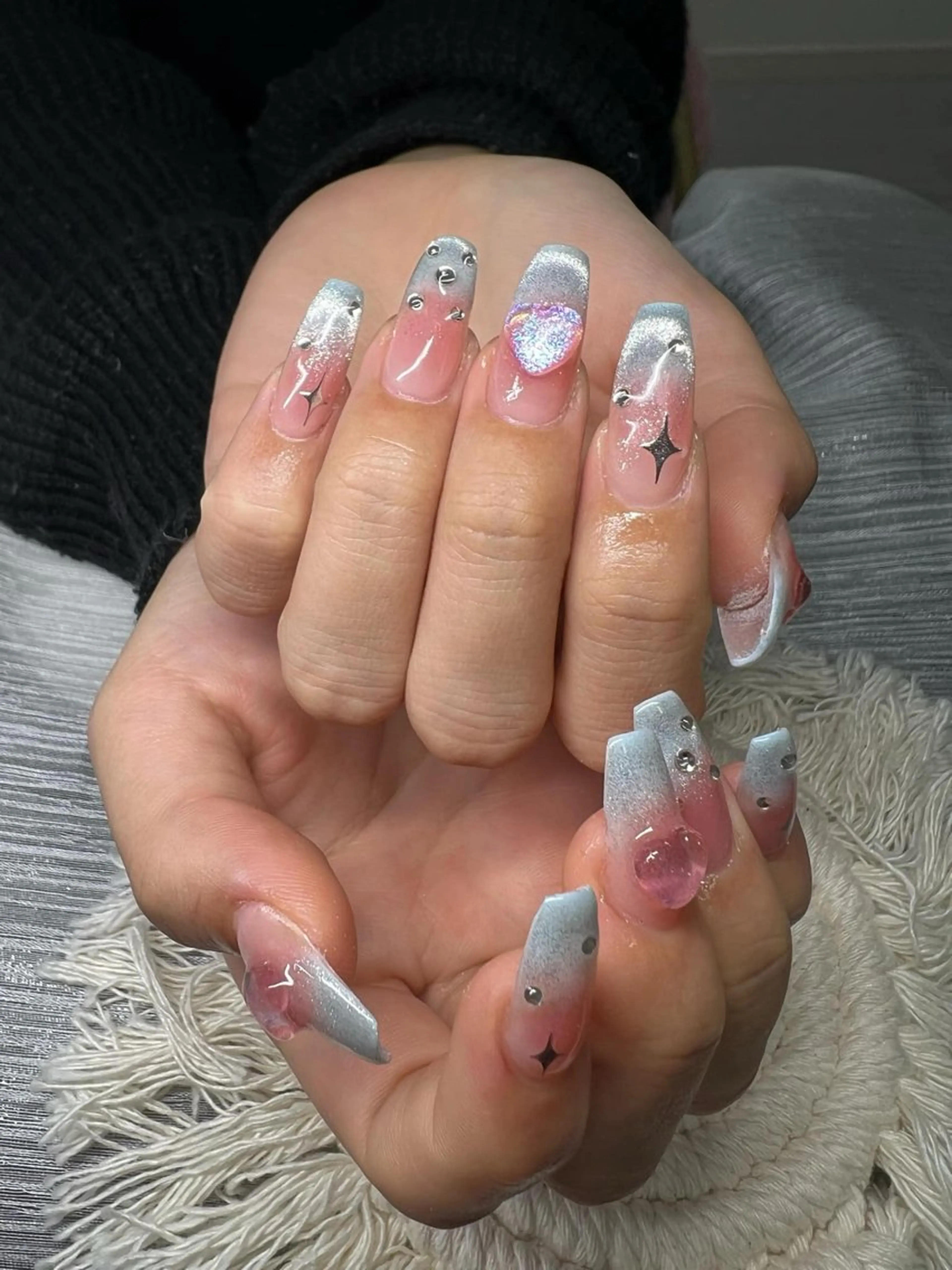ネイル オーロラネイル チークネイル 長さ出し フットネイル フレンチネイル Lee Nails チップ長さだし専門店のネイルデザイン