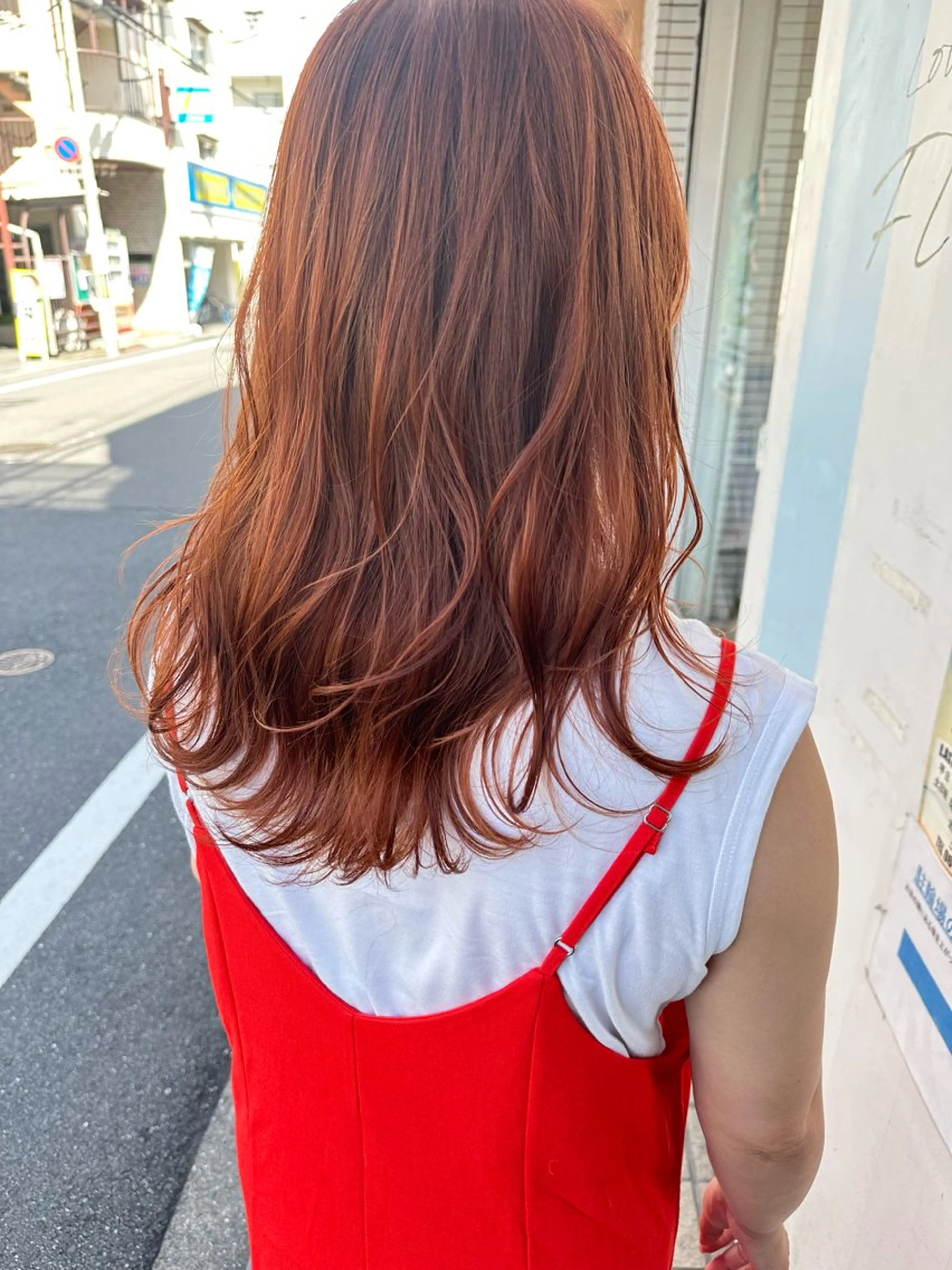 セミロング オレンジブラウン 若山 敦のヘアスタイル