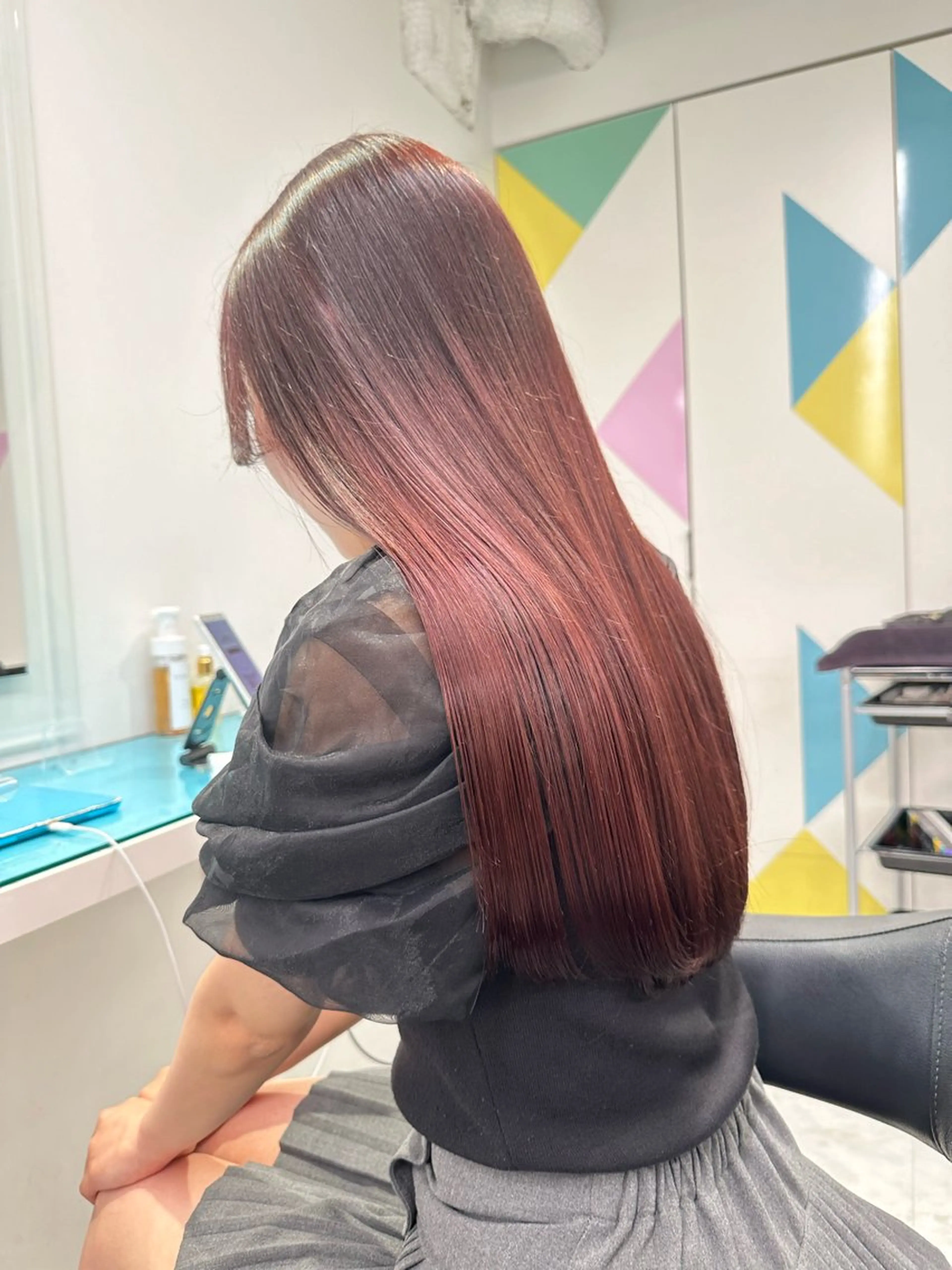 ロング カラー レッドカラー ヘアカラー トリートメント 渋谷/透明感カラー /半個室/こうめいのヘアスタイル