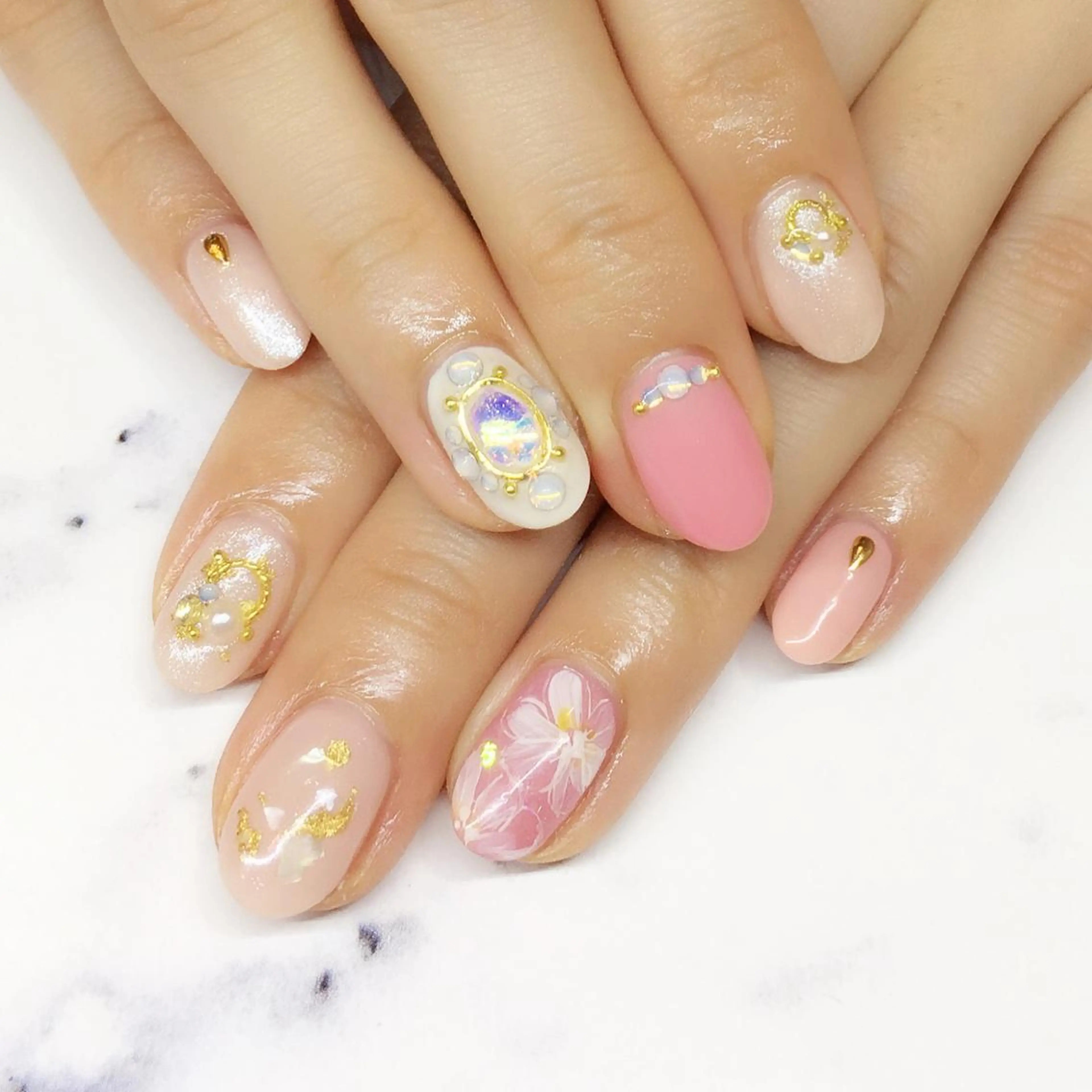 ネイル アートネイル ジェルネイル ピンク nail salon Soeurのネイルデザイン