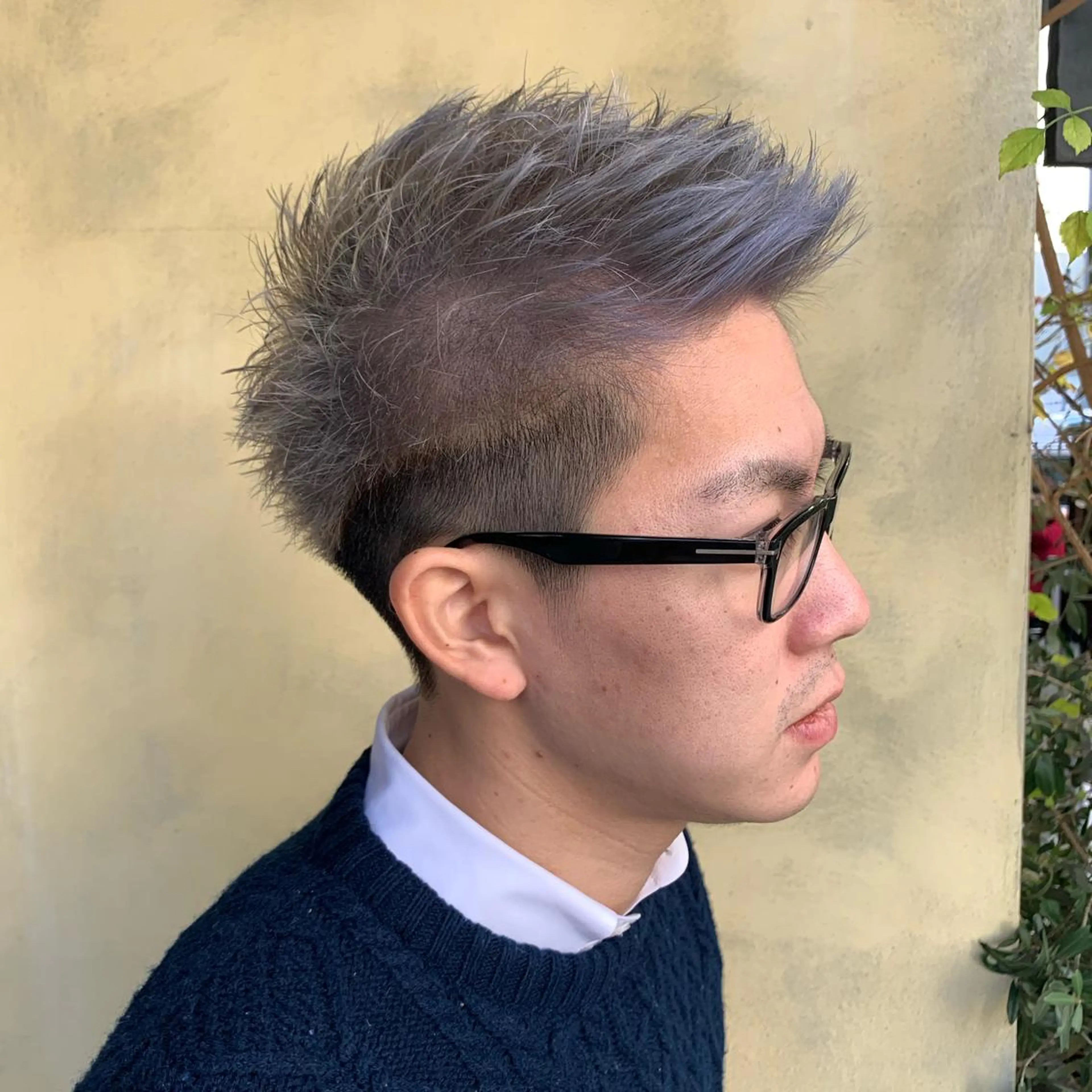 ショート メンズ メンズブリーチ モヒカン AMI ウルフパーマ/メンズのヘアスタイル