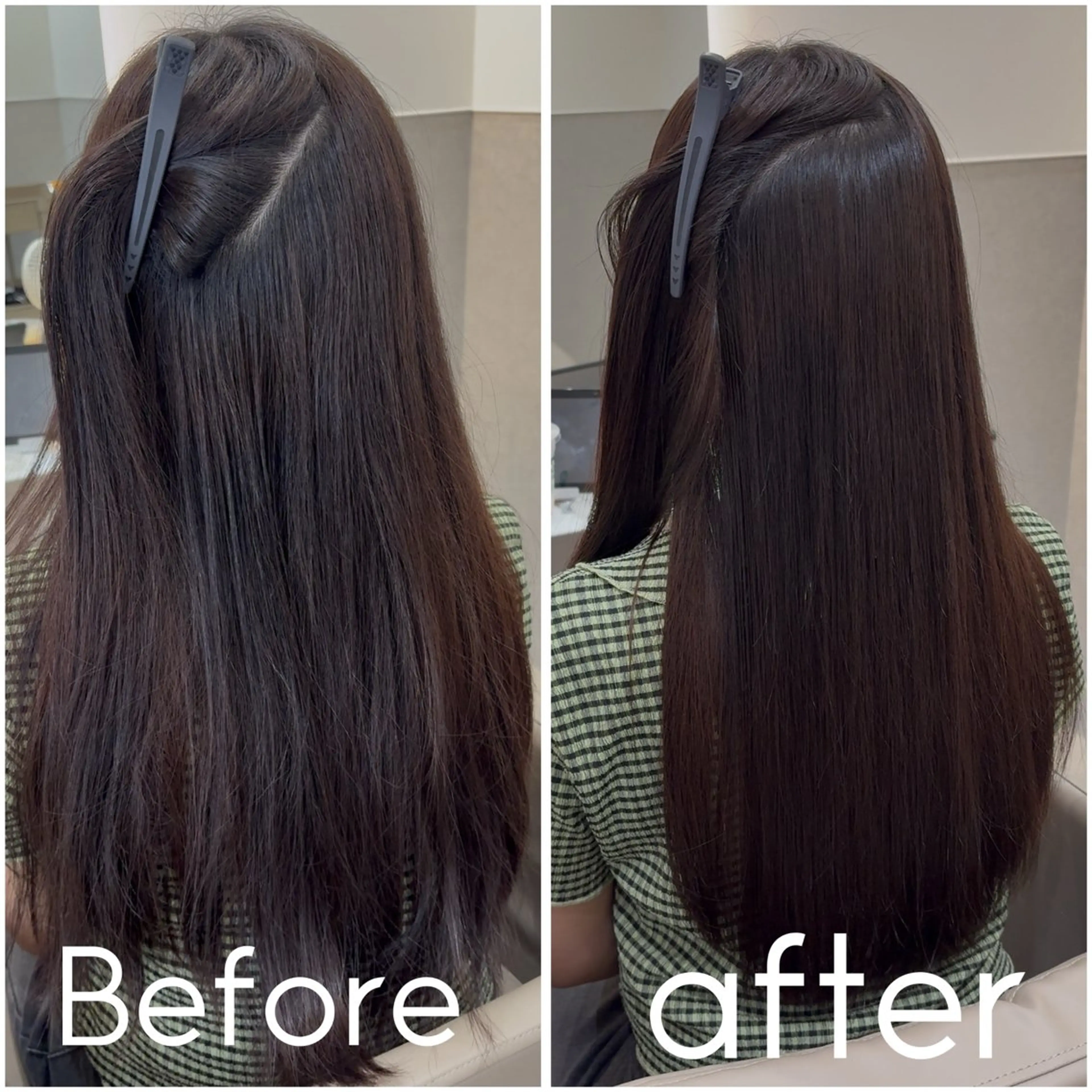 ロング カット 縮毛矯正 トリートメント 韓国🇰🇷レイヤー 似合わせ顔まわりのヘアスタイル