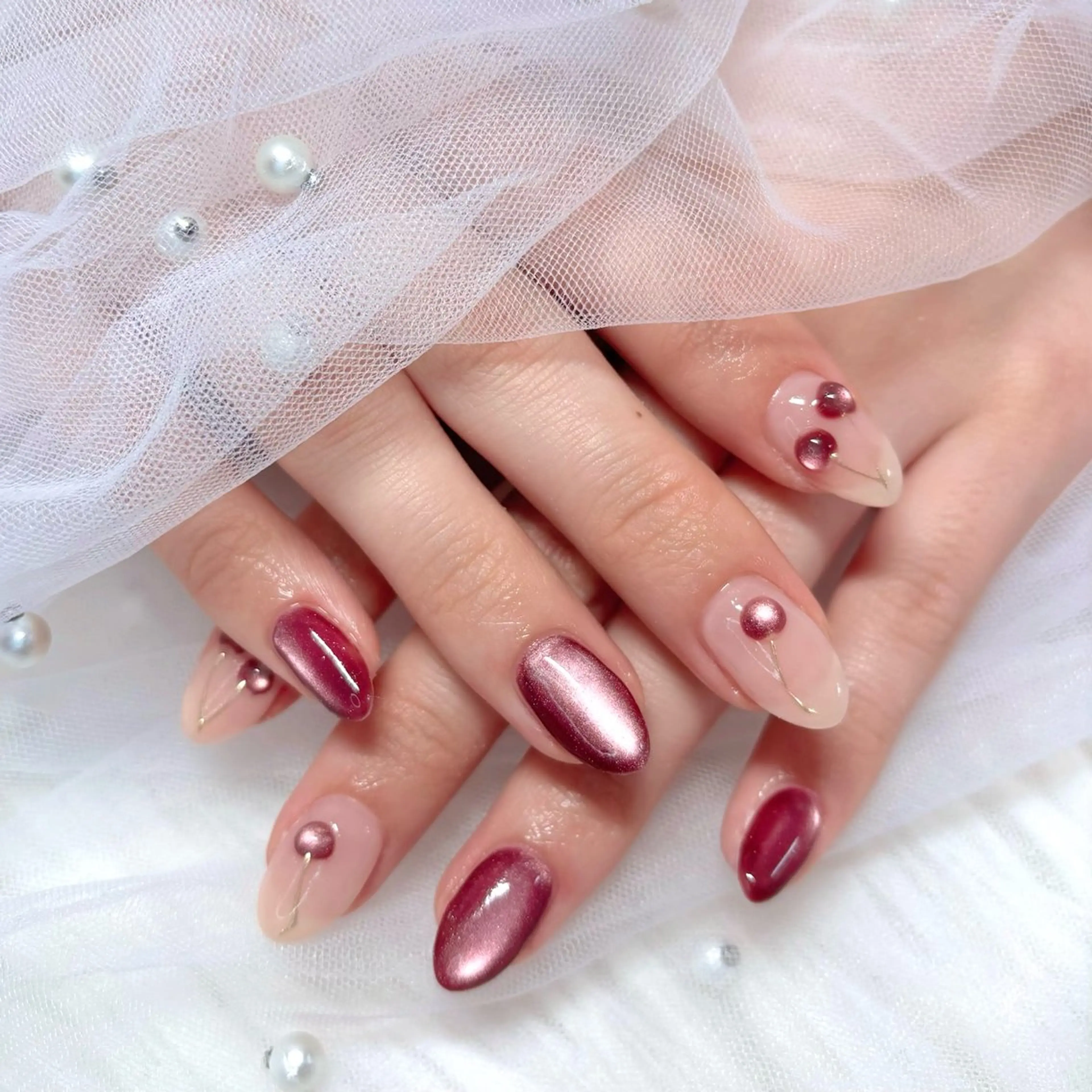 ネイル マグネットネイル 春ネイル ハンドネイル Noix nailのネイルデザイン