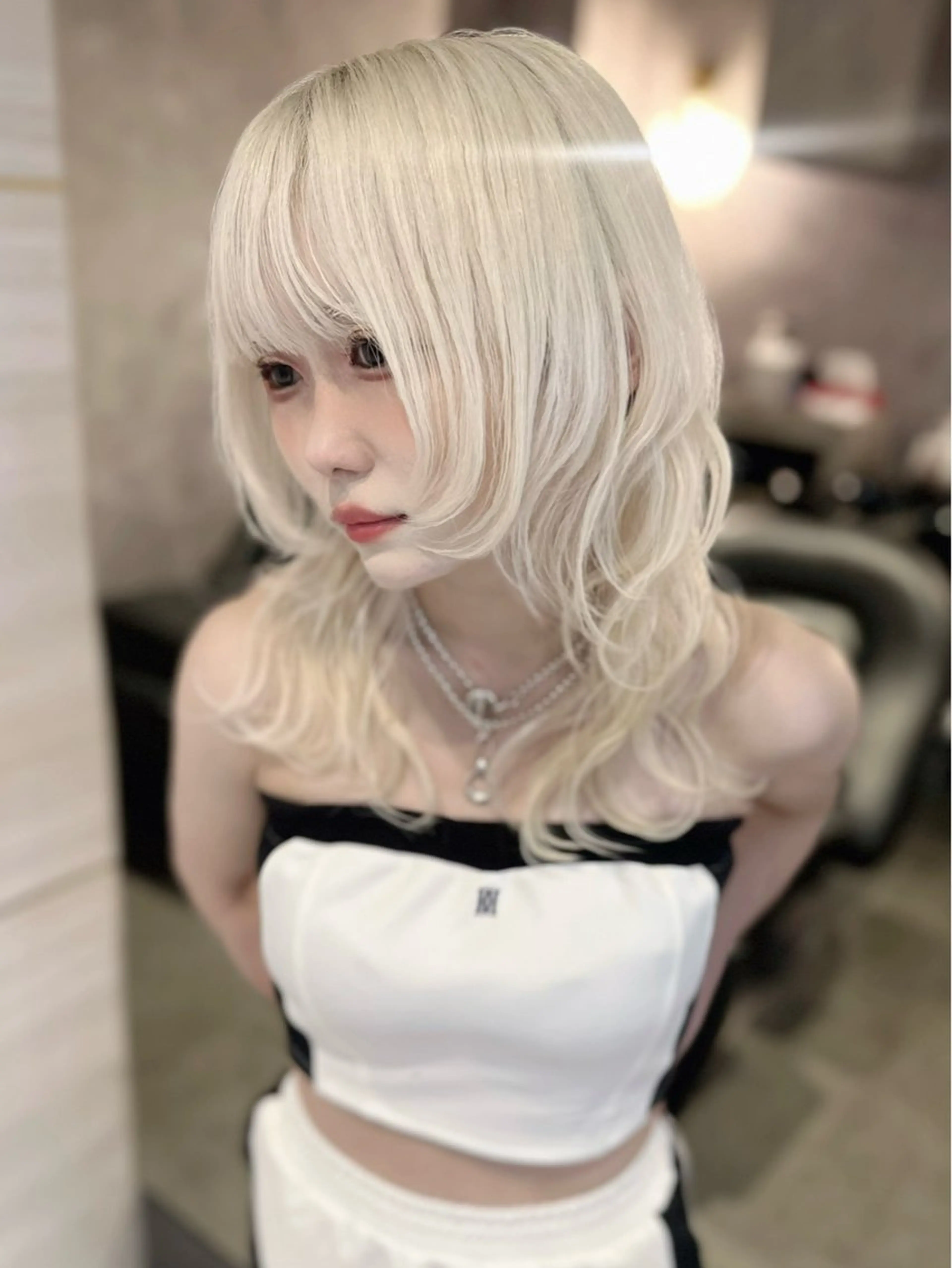 ミディアム カラー ベージュカラー ブリーチ ケアブリーチ ミルクティーベージュ ピンクカラー ヘアカラー トリートメント 🦋高瀬寛菜🦋 韓国/ブリーチのヘアスタイル