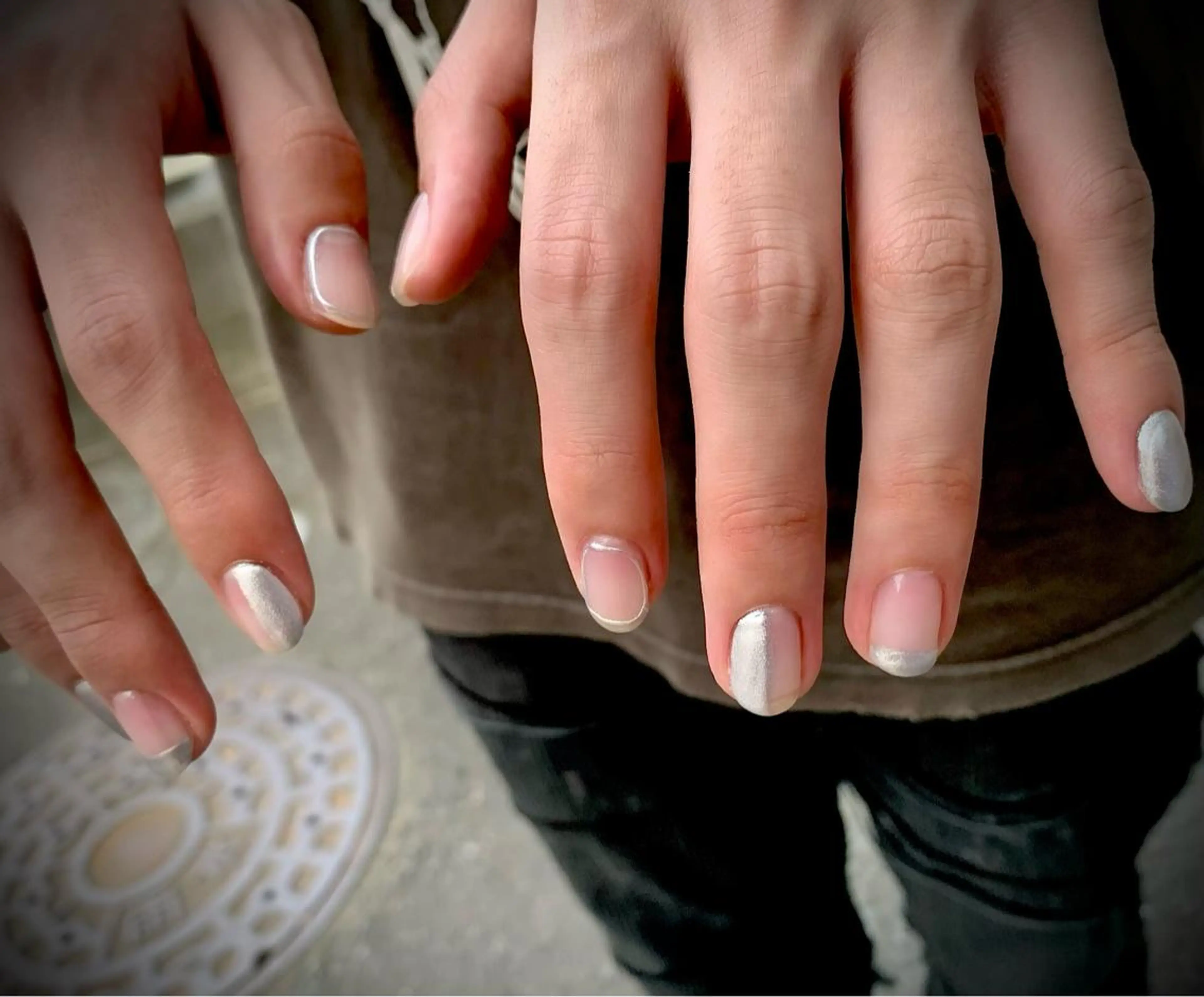 ネイル クリアネイル メンズネイル シルバー ハンドネイル Nail Salon　Ｋのネイルデザイン