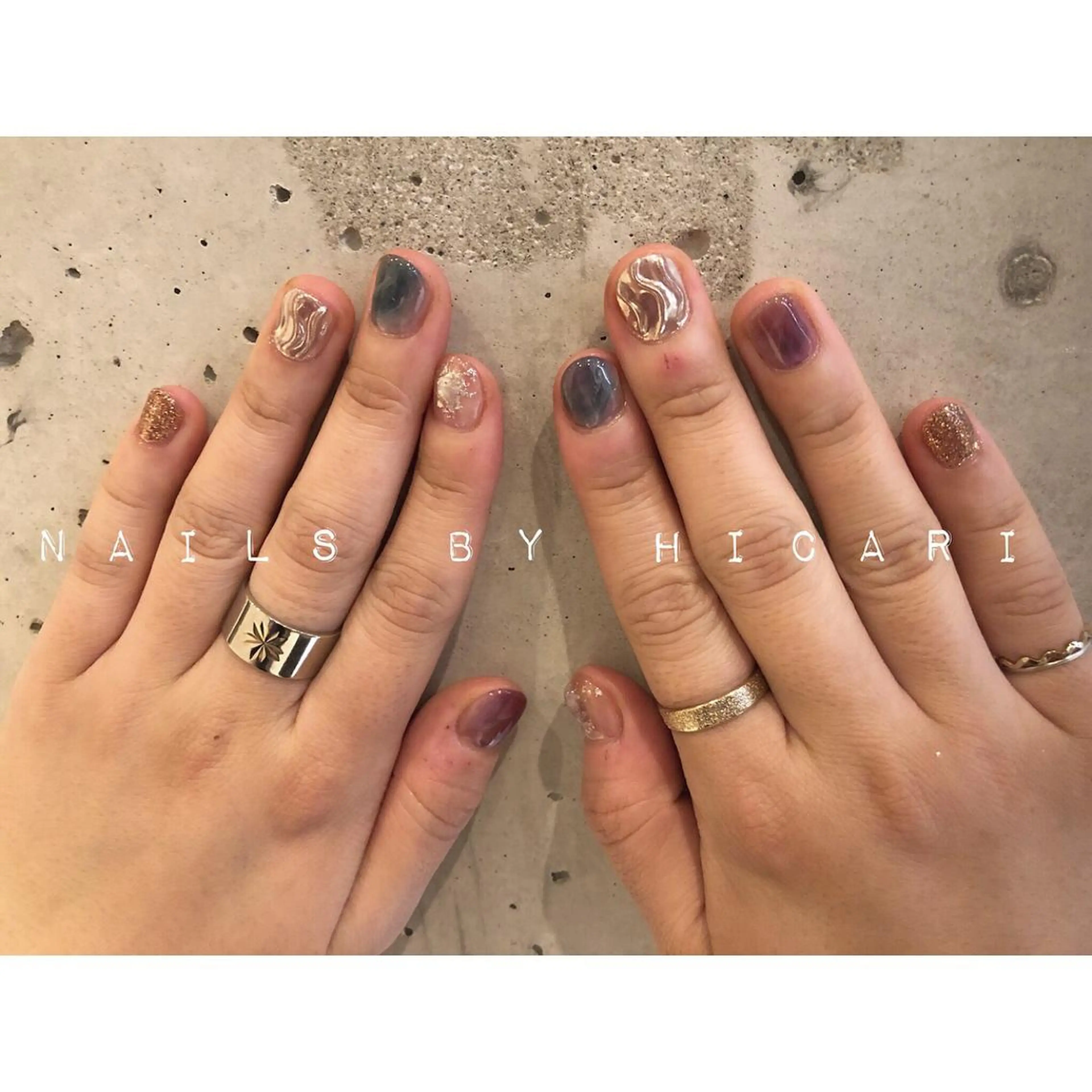 ショート カラー ネイル マツエク・マツパ illum hicariのネイルデザイン