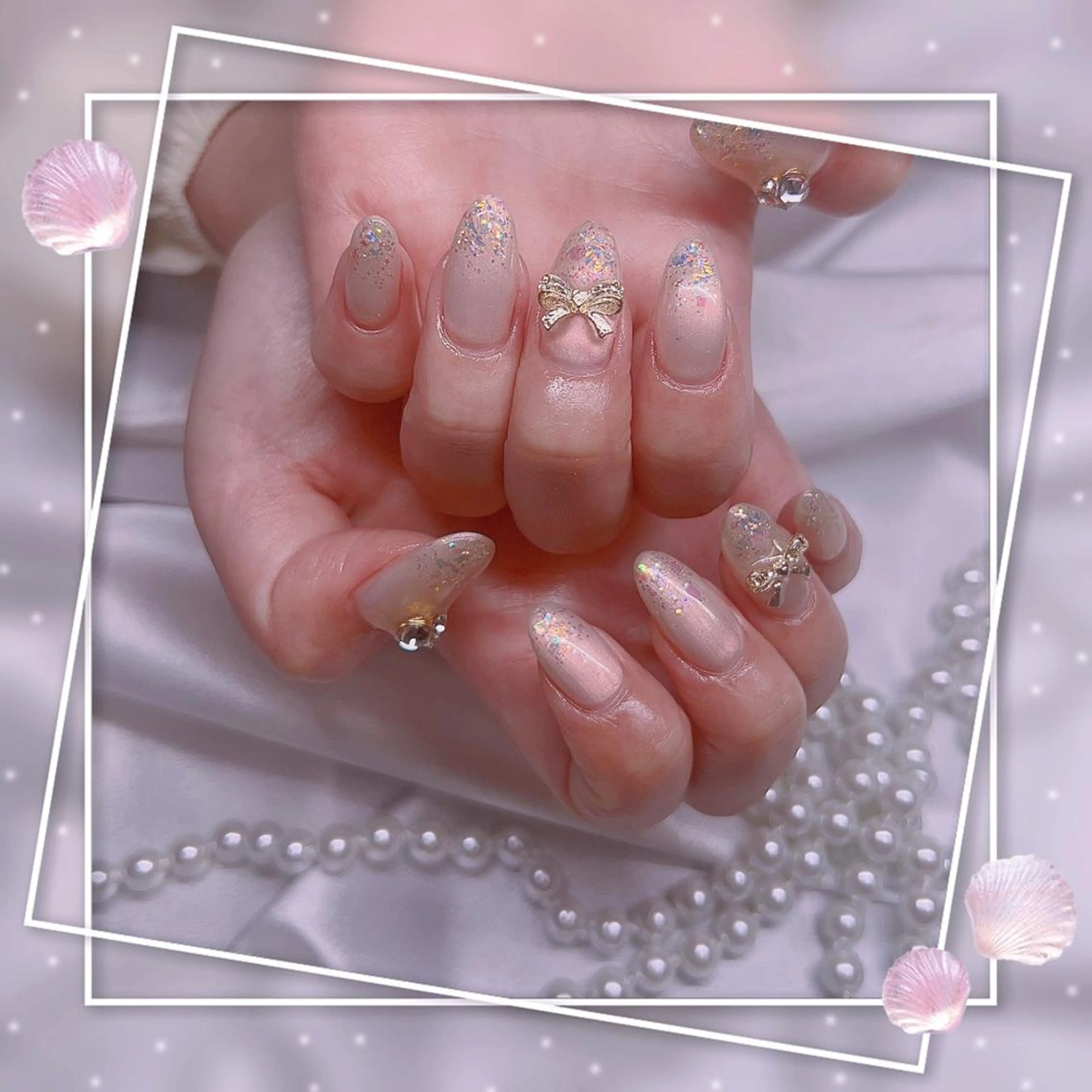 ネイル フレンチネイル キラキラネイル 韓国ネイル マグネットネイル マグネットフレンチ ハンドネイル Chill Nailsalonのネイルデザイン