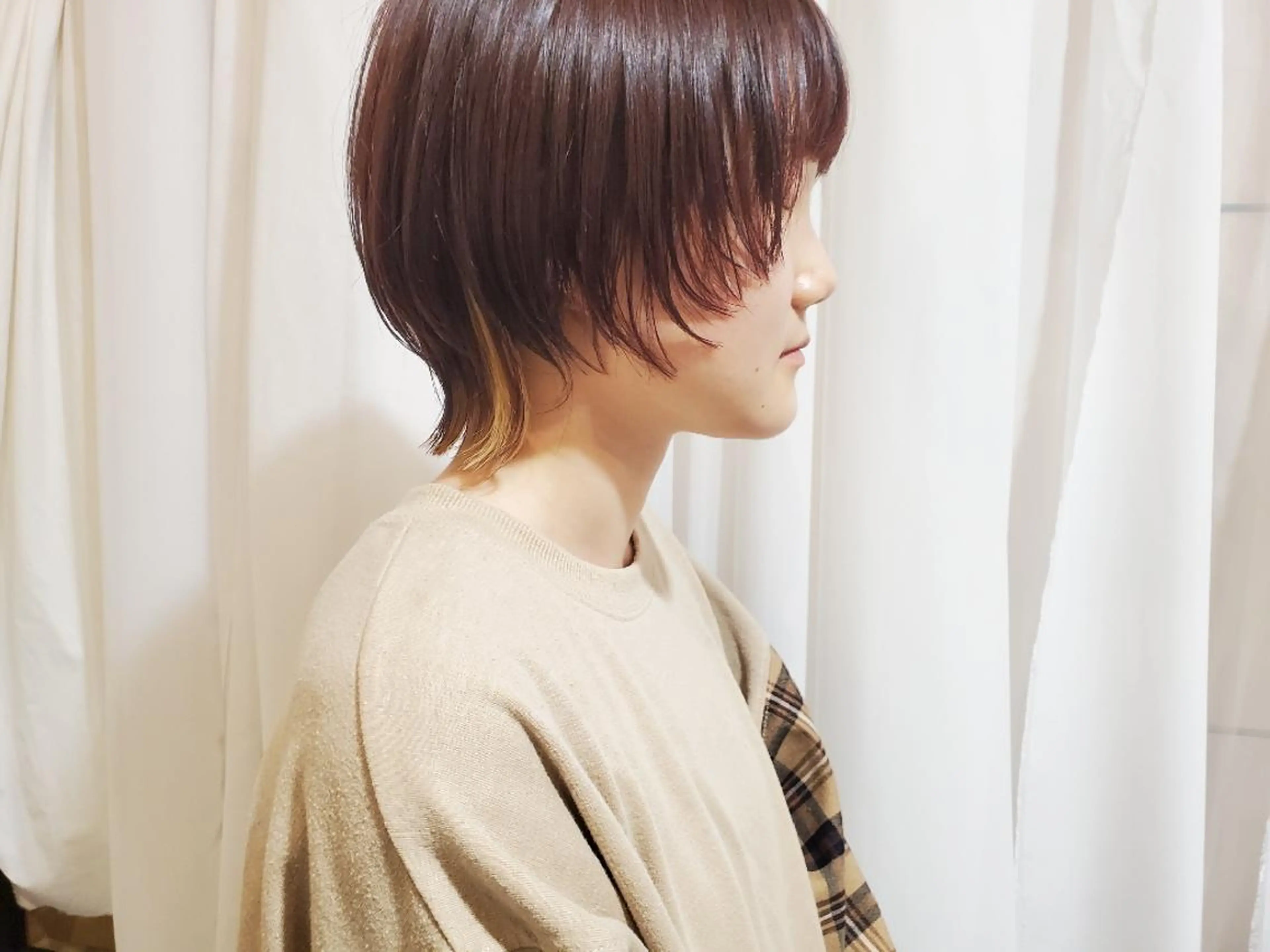 ショート カラー ブリーチ ブラウンカラー ブリーチなしカラー レッドカラー レッドブラウン パ ルのヘアスタイル