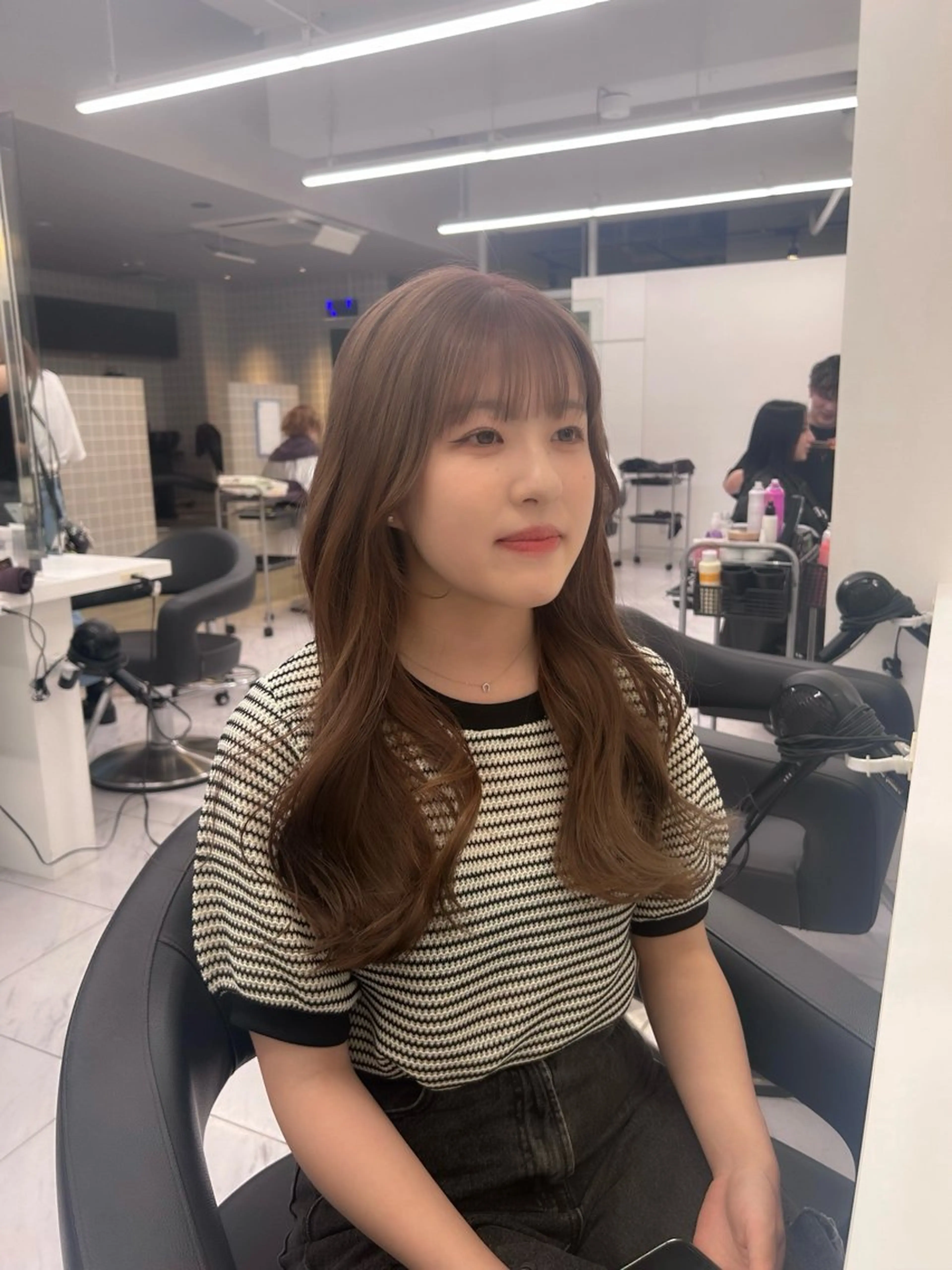 ロング カラー パーマ ヘアアレンジ メンズ キッズ ブリーチなしカラー/ ブラウン/レイヤーのヘアスタイル