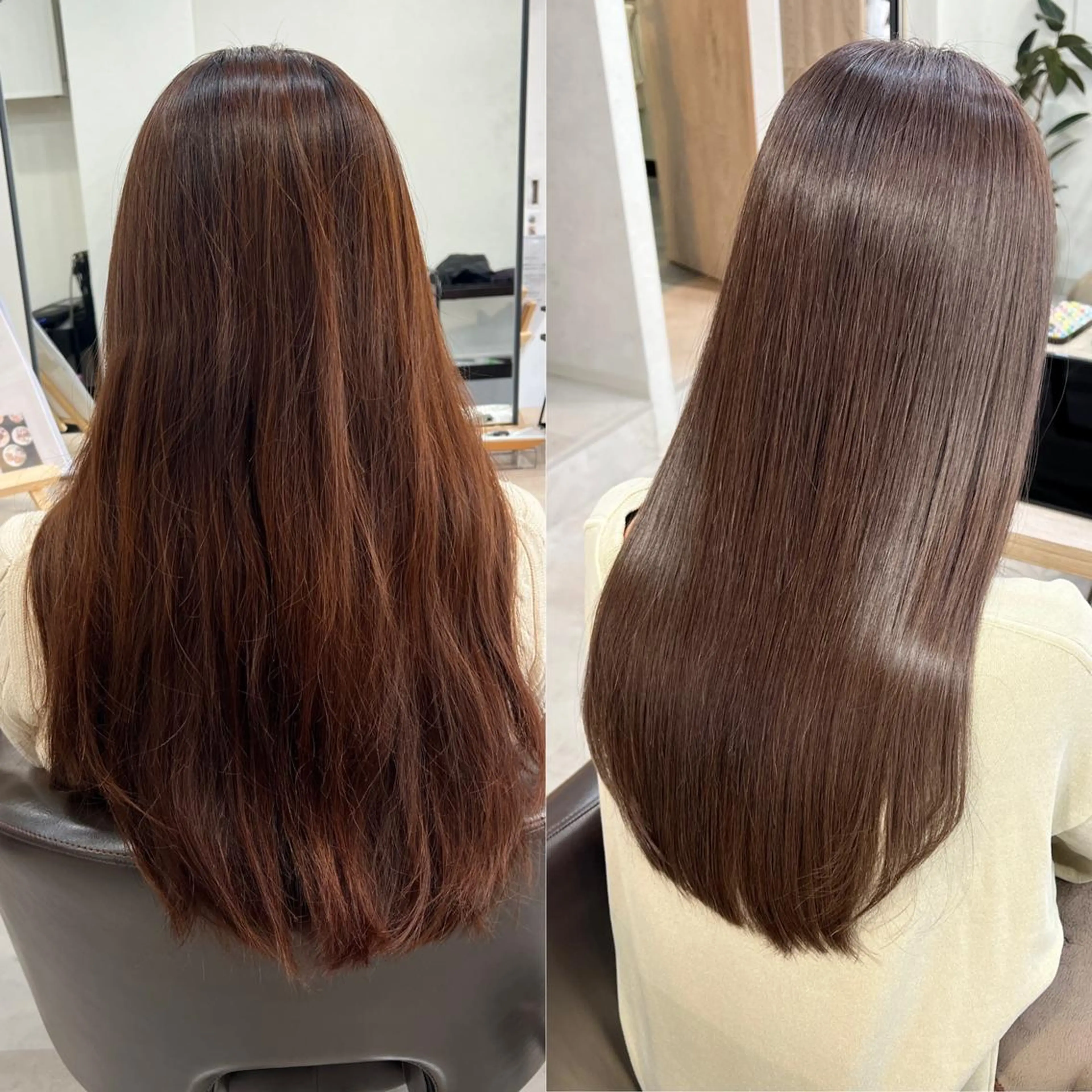 セミロング ボブ 髪質改善 韓国風ヘア レイヤーカット 縮毛矯正 髪質改善/艶カラー 縮毛矯正/山本由梨のヘアスタイル