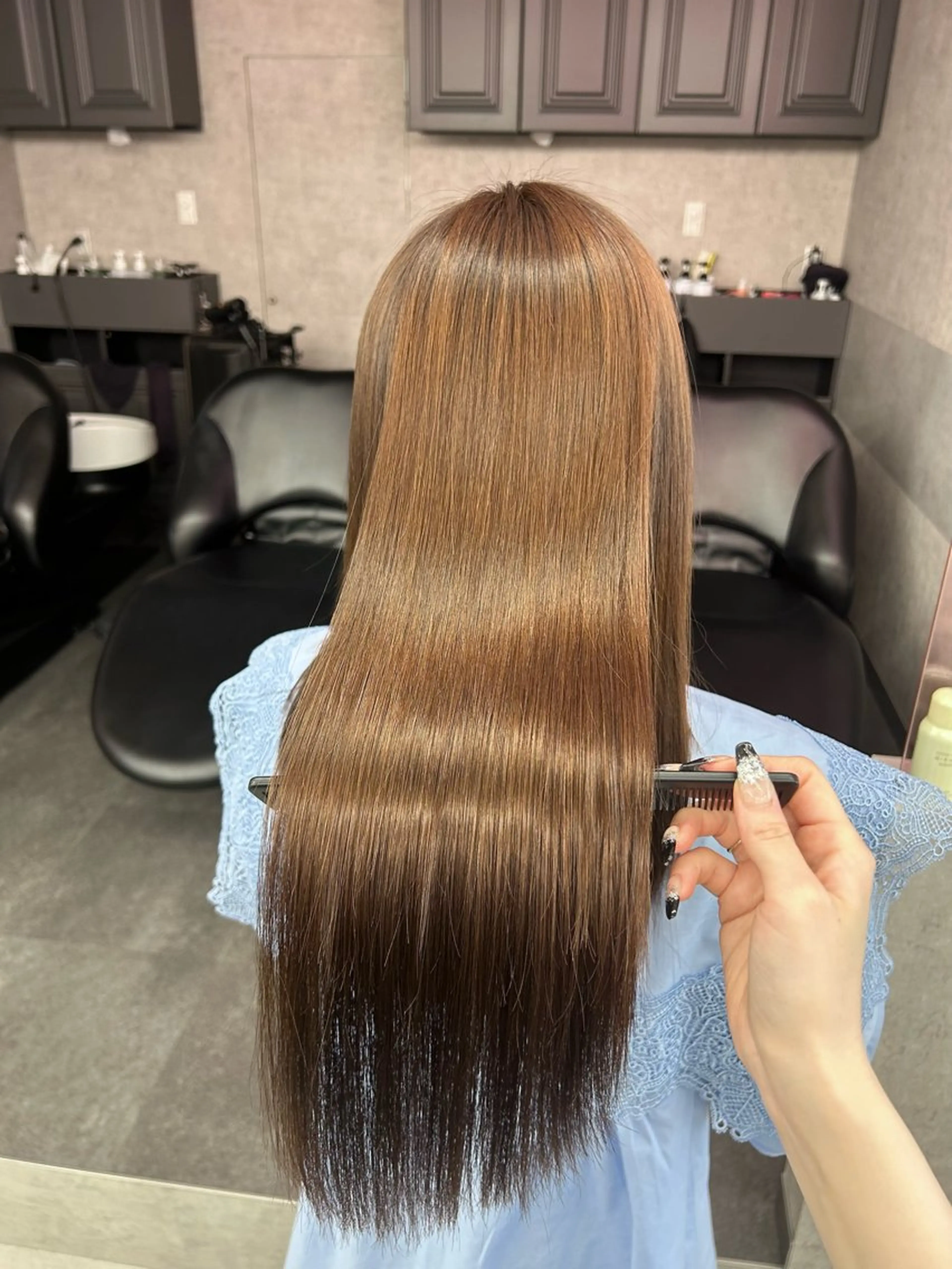 ロング 縮毛矯正 トリートメント 透明感ヘアカラー chiharuのヘアスタイル