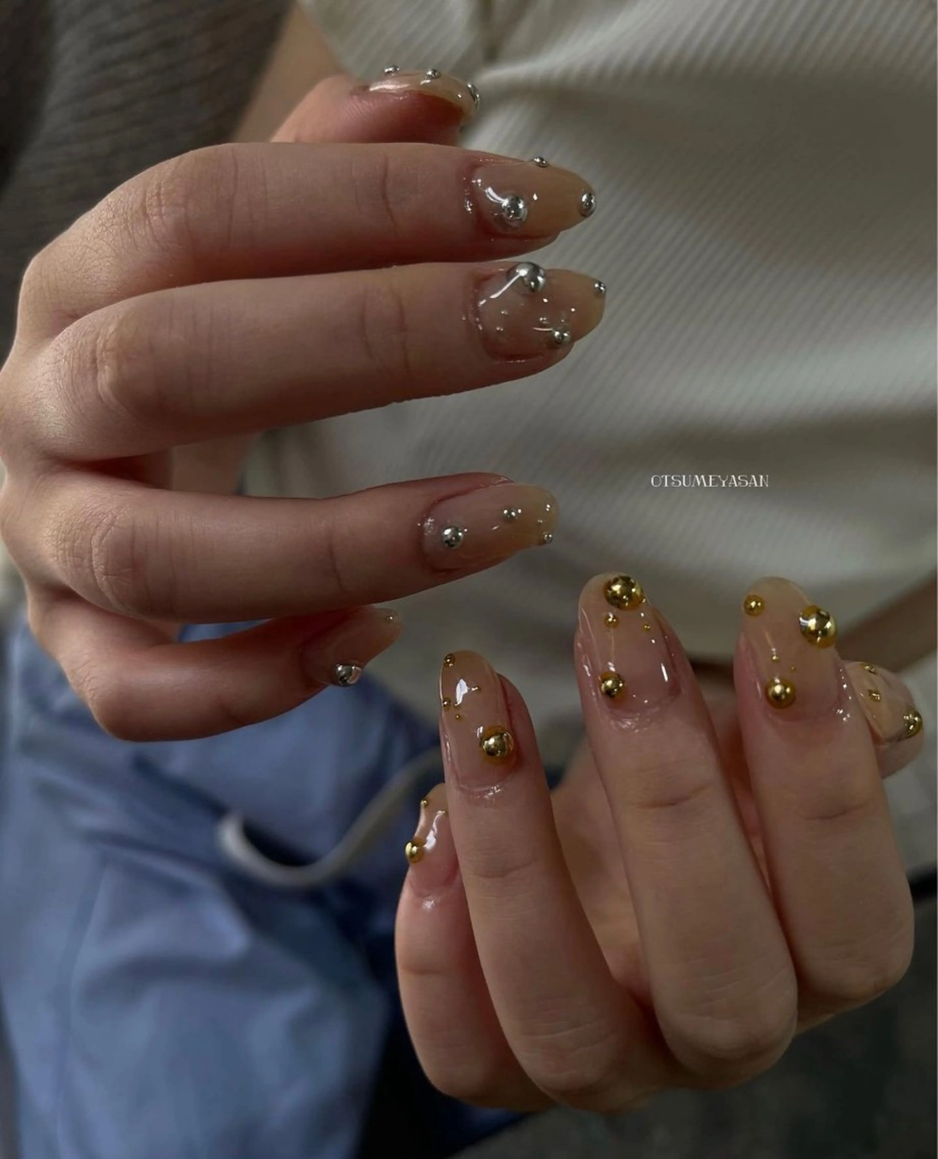 ネイル ブルー ジェルネイル 韓国ネイル マグネットネイル ミラーネイル otsumeyasan所属・わたなべ ちかのネイルデザイン