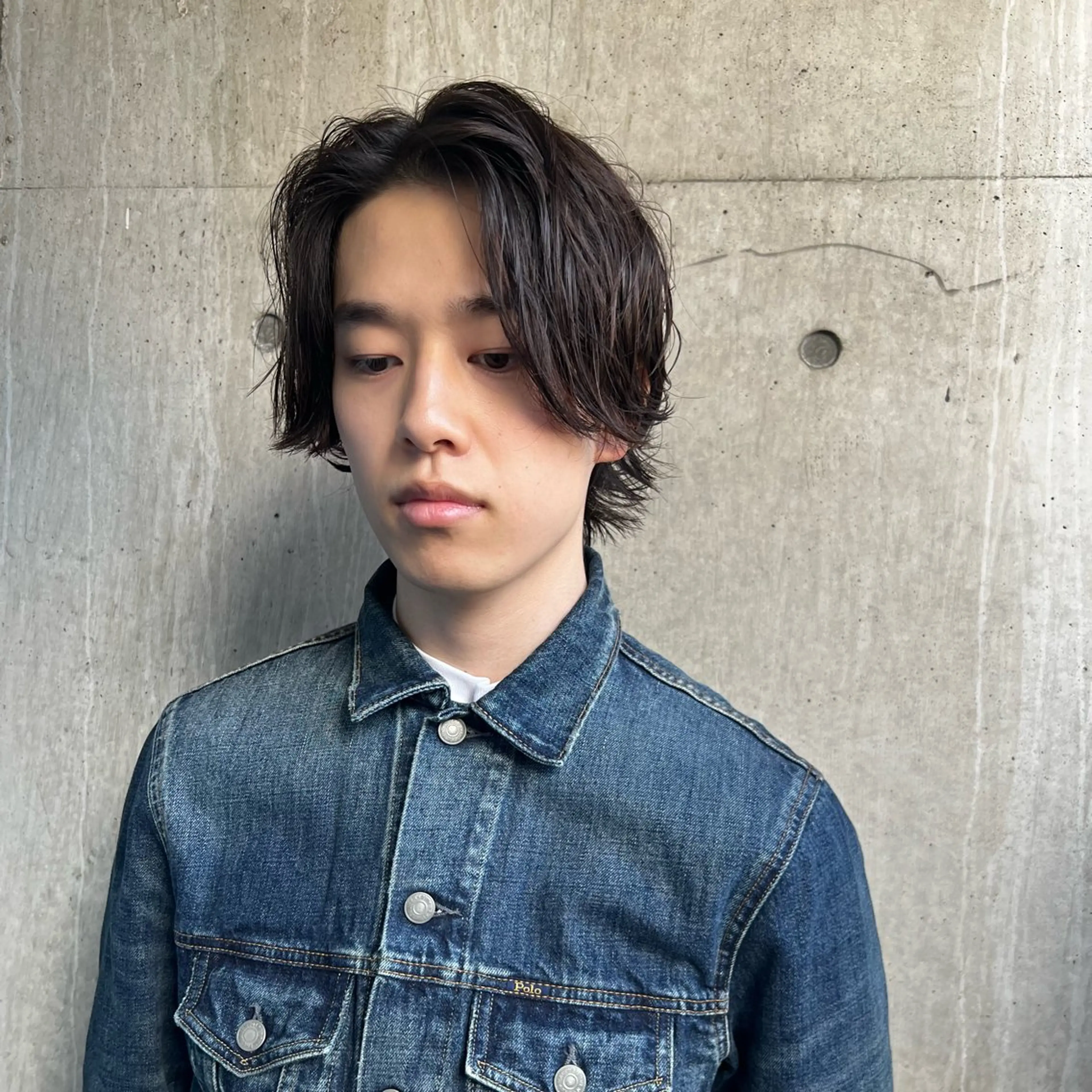 ミディアム パーマ メンズ レイヤーカット カット 永野 正芳のヘアスタイル