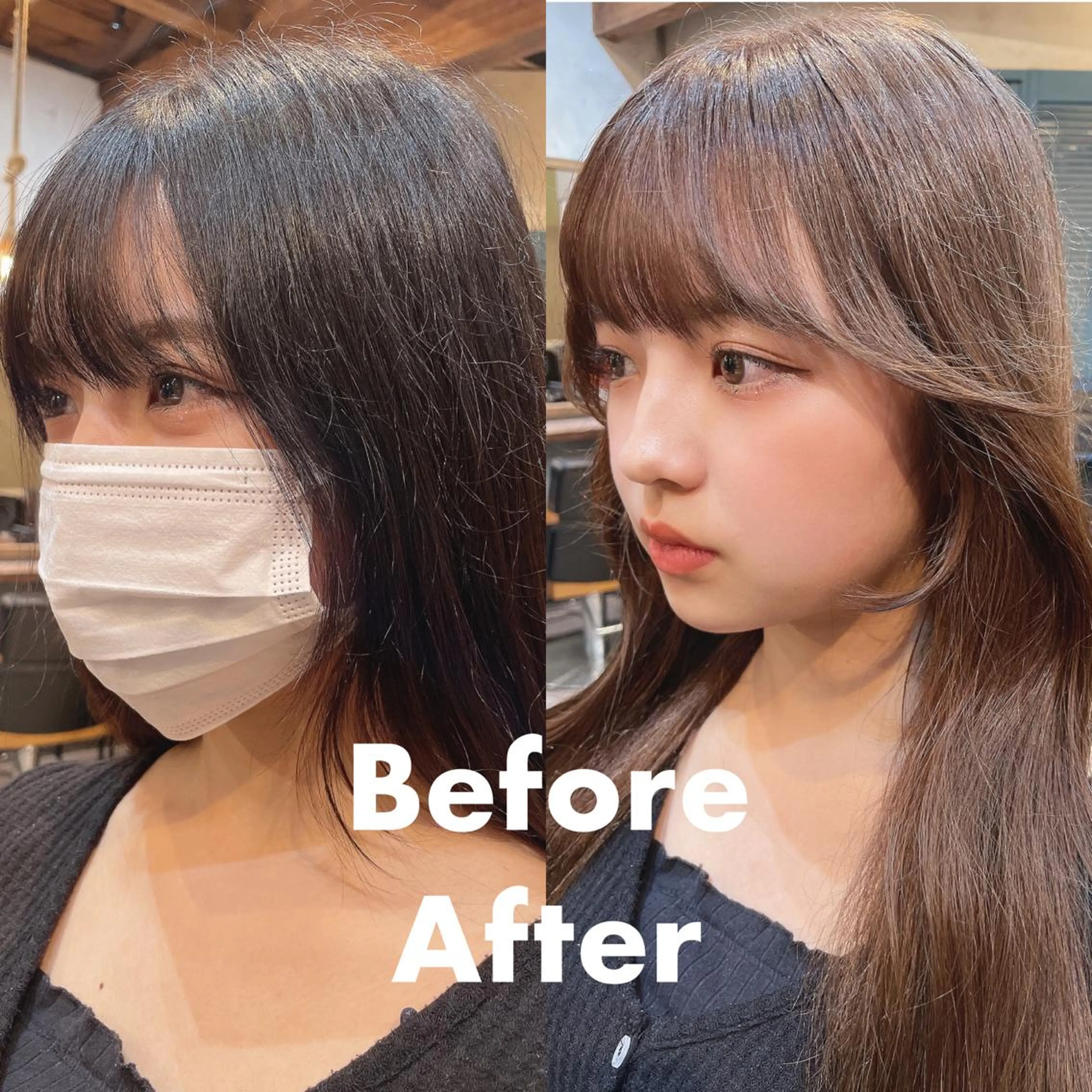 セミロング カラー 顔周りカット× 髪質改善【リョウ】のヘアスタイル