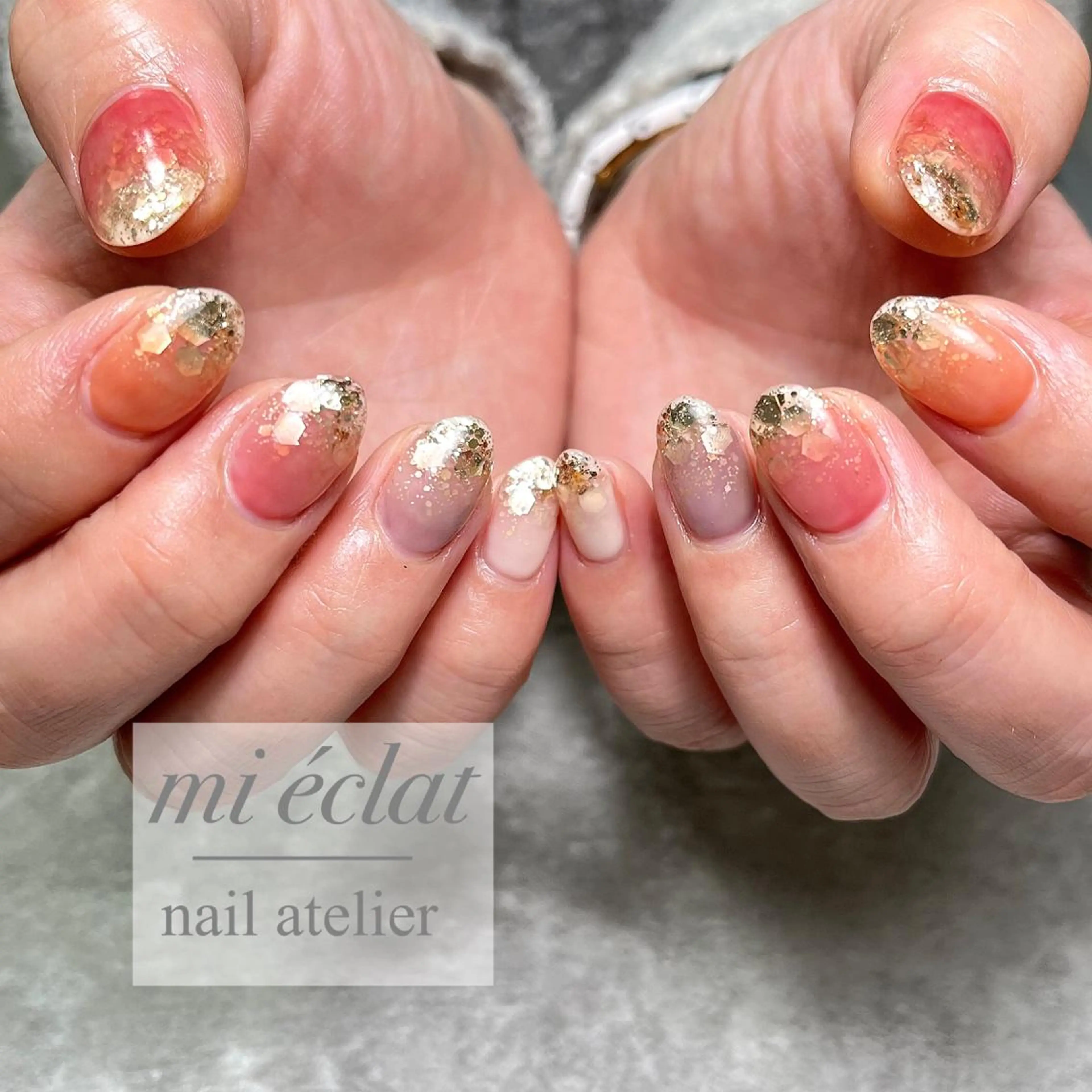 ネイル アートネイル ブラウン 桜ネイル 入学式 フラワーネイル ハンドネイル mi éclat ミ　エクラのネイルデザイン