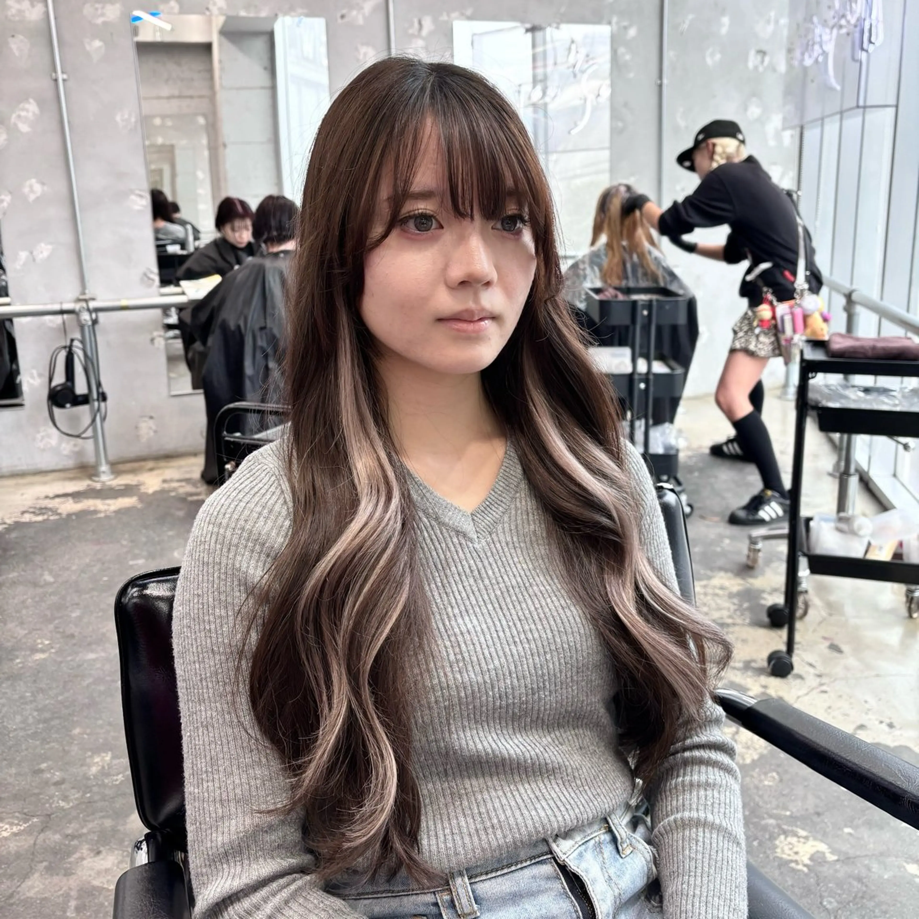 セミロング カラー ヘアアレンジ ベージュカラー エクステ 🥀モテ暖色× エクステ🥀あかりのヘアスタイル