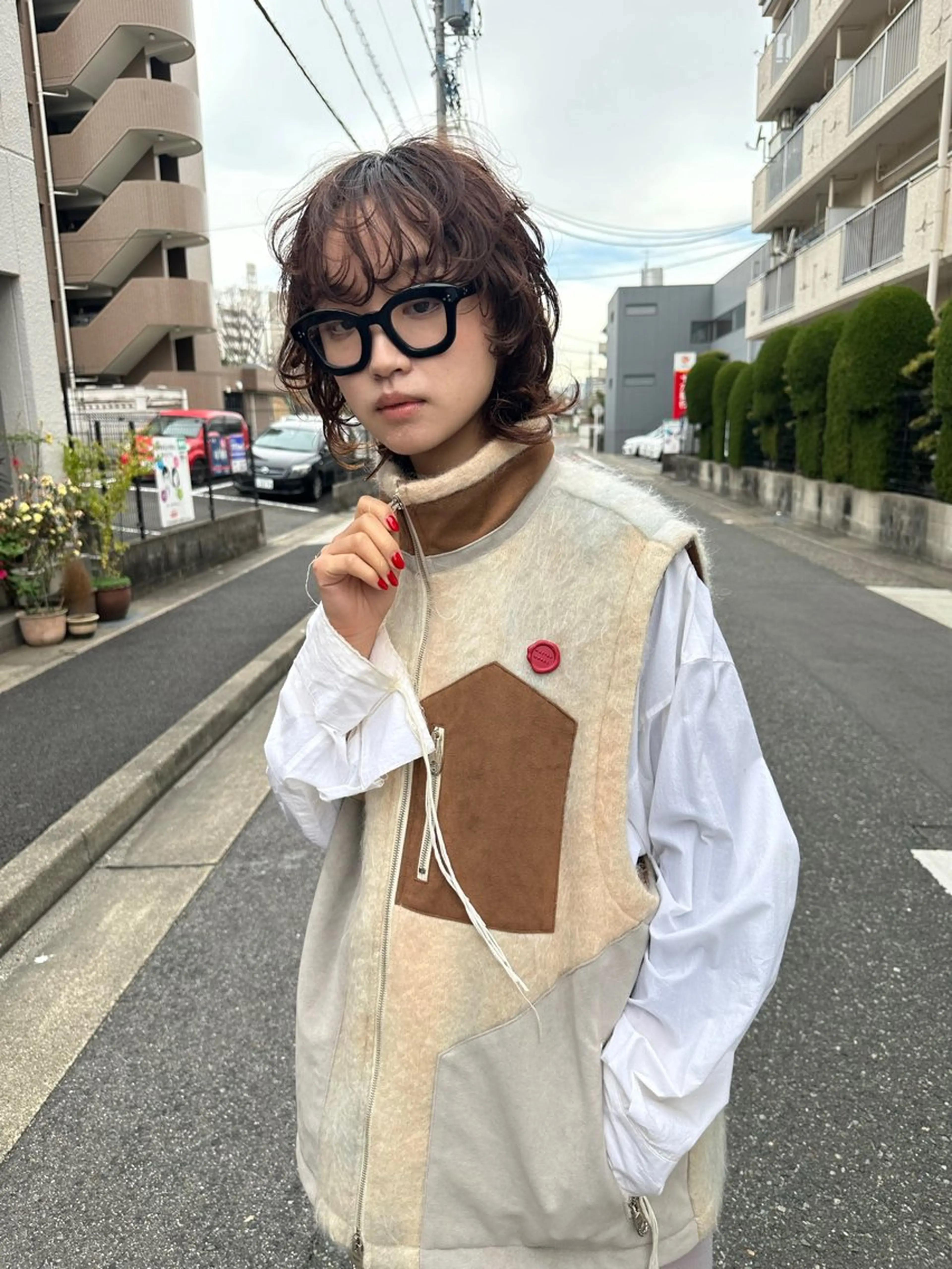 ミディアム カラー パーマ 山田 裕介のヘアスタイル