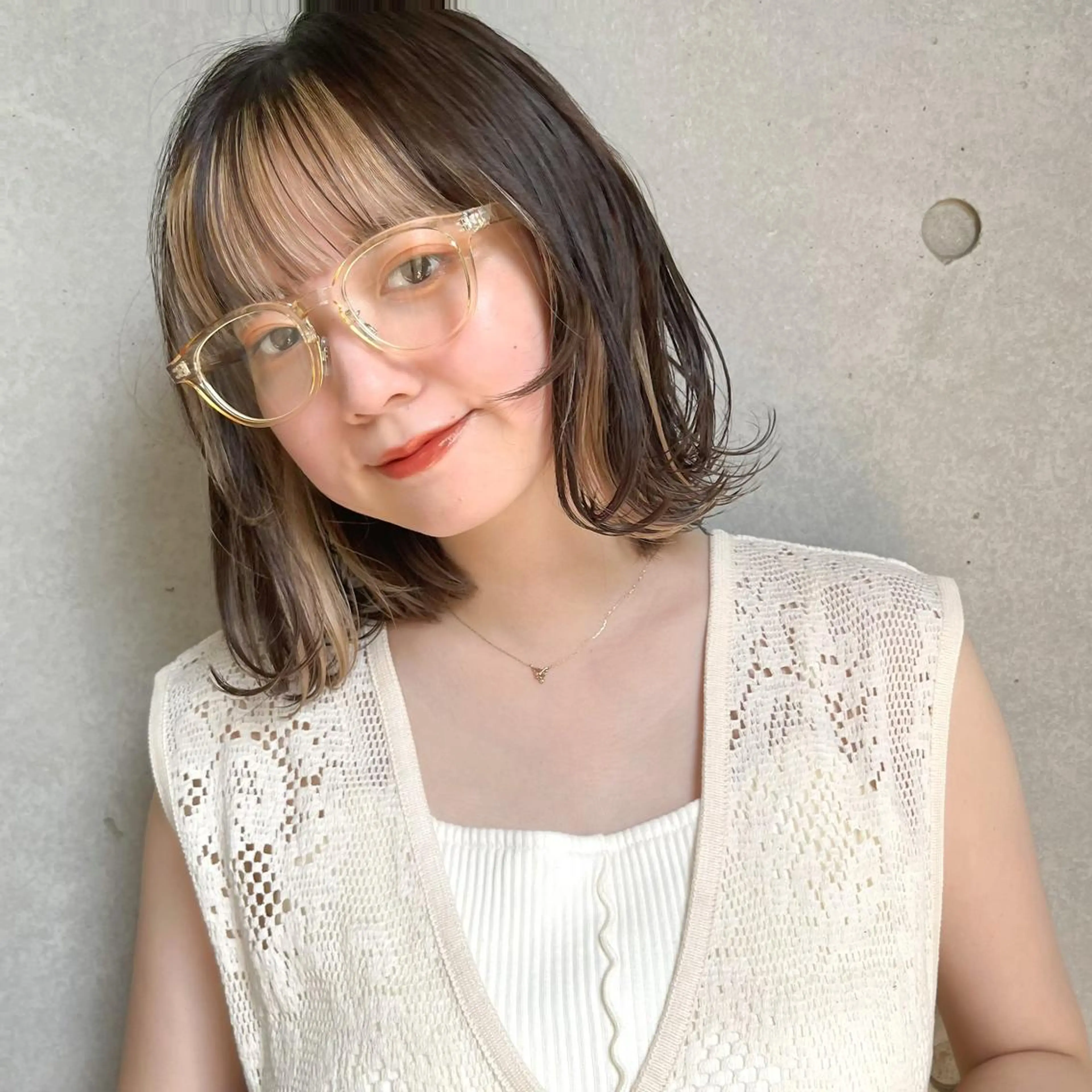 ミディアム カラー 暖色/艶髪/ボブ/ ショート/Ayaのヘアスタイル