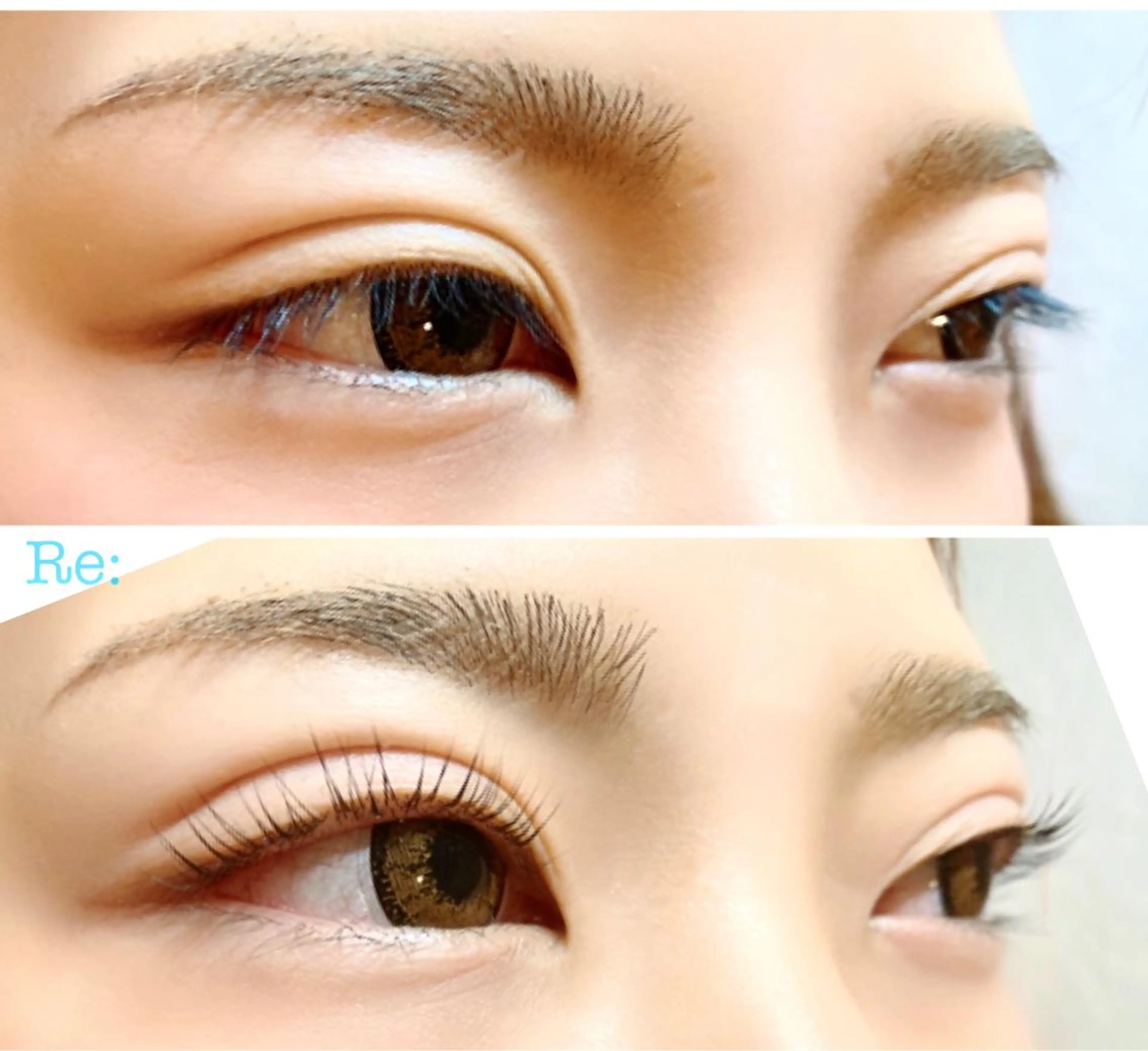 マツエク・マツパ 目尻長め ナチュラル パリジェンヌラッシュリフト 一重×まつ毛パーマ マツパ Lash Re：のマツエク・マツパデザイン