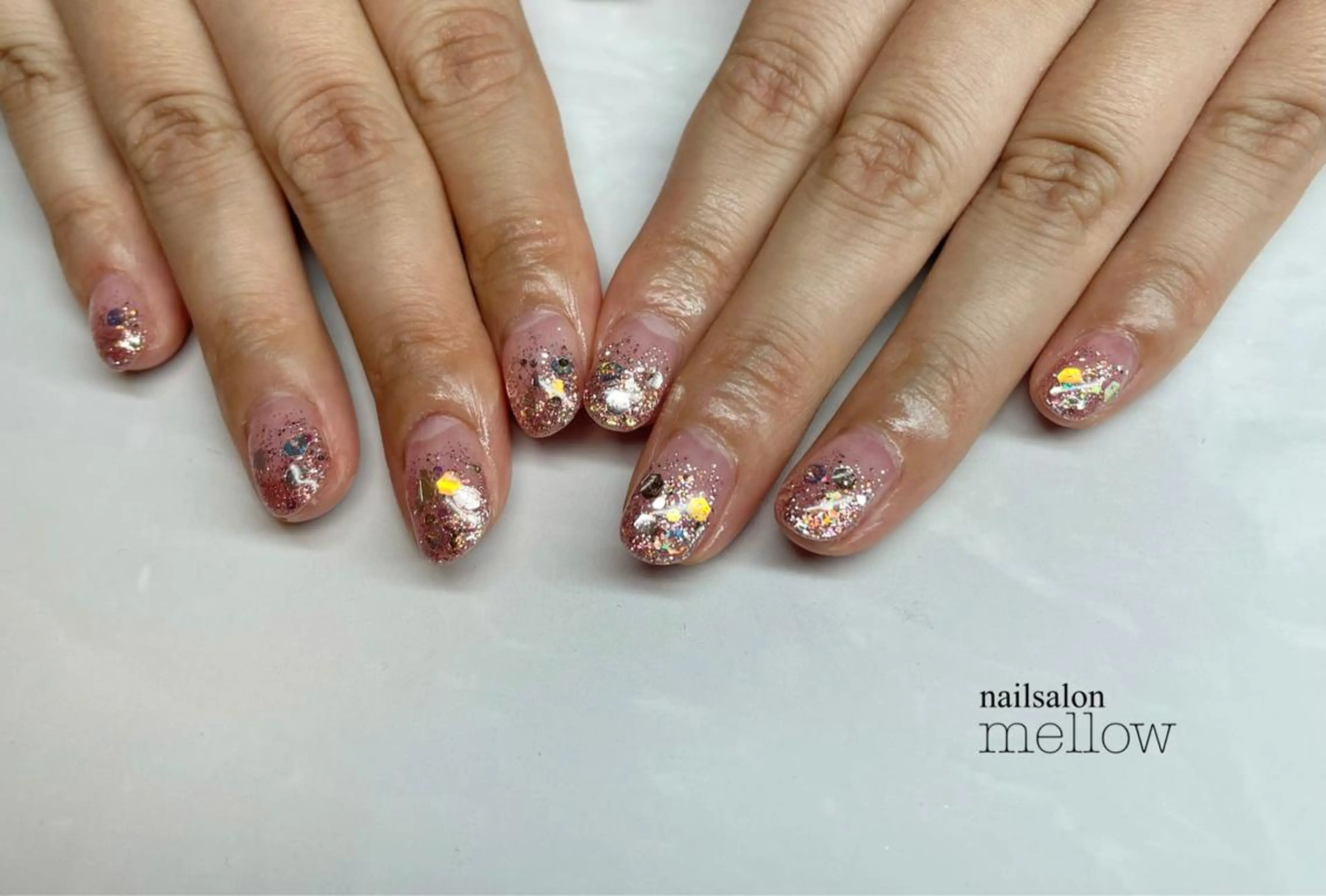 ネイル グラデーション ラメ(グリッター) ピンク 大山 浩美のネイルデザイン