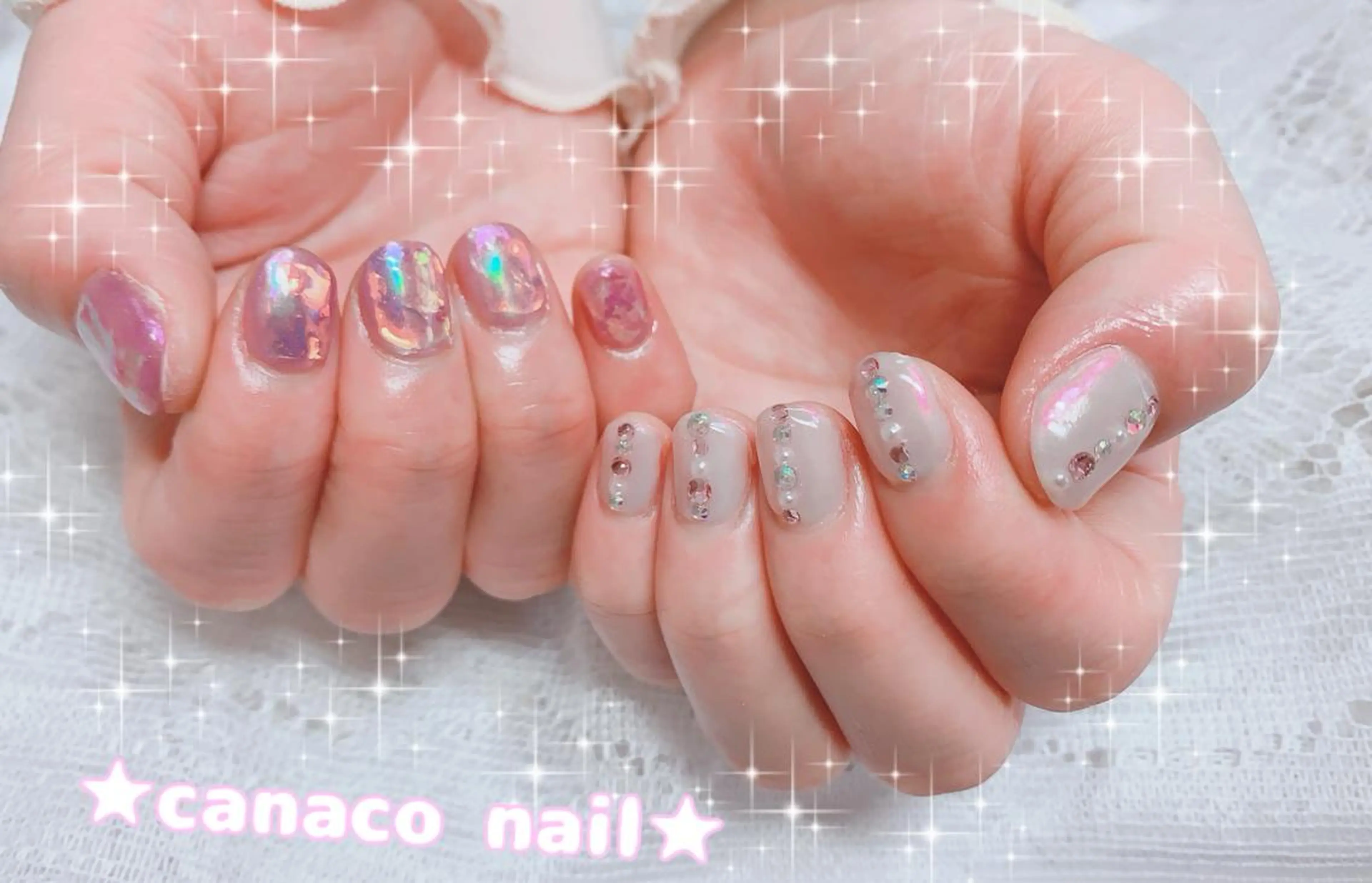 ネイル アートネイル オーロラネイル ジェルネイル 氷ネイル・うるうるネイル キラキラネイル Felice所属・ベテランネイル cnc nailのネイルデザイン