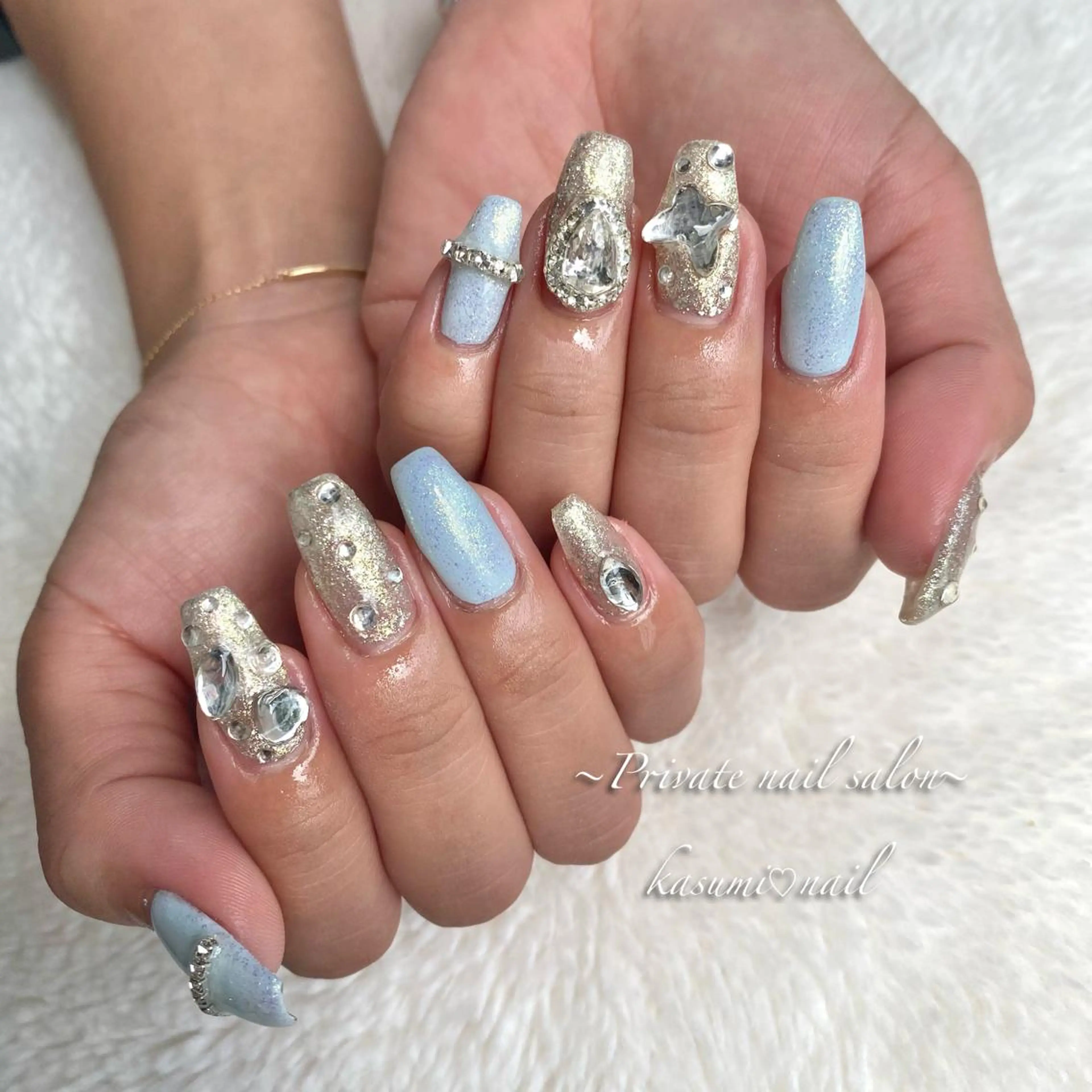 ネイル アートネイル ラメ(グリッター) マグネットネイル ミラーネイル 持ち込み KASUMI♡ Nailのネイルデザイン