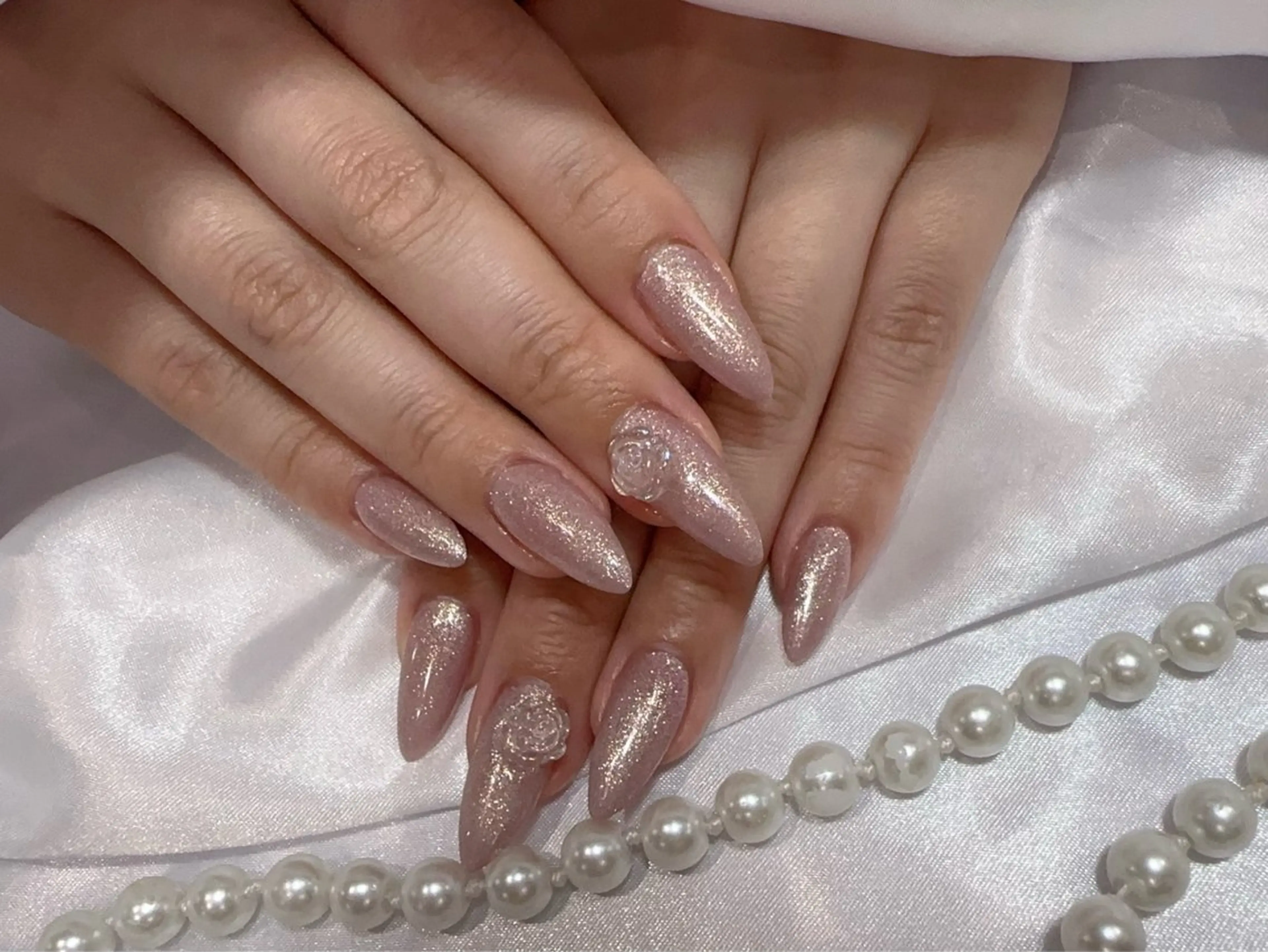 ネイル アートネイル フラッシュネイル フレンチネイル ジェルネイル ガラスフレンチ ハンドネイル You&Me Miyuのネイルデザイン