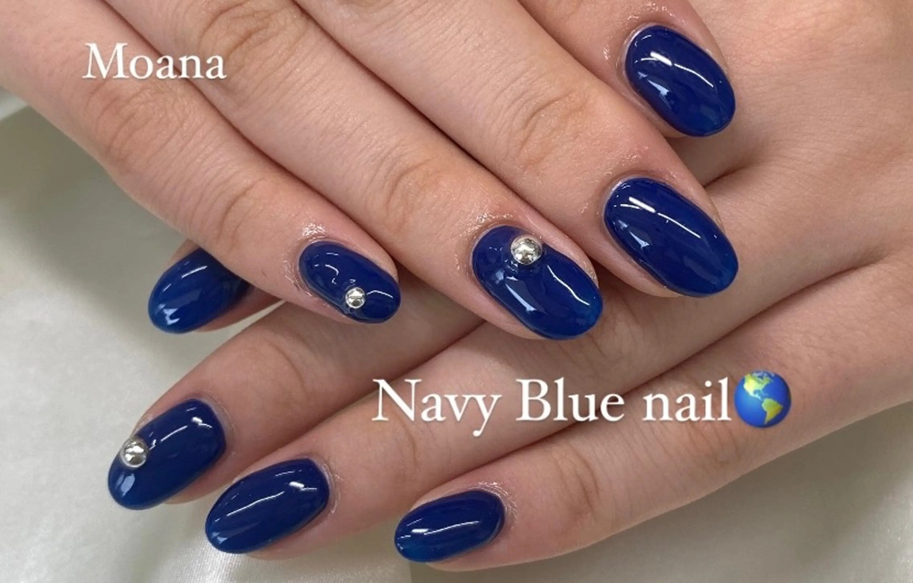 ネイル ネイビー ワンカラーネイル ハンドネイル MoanaNail Manamiのネイルデザイン