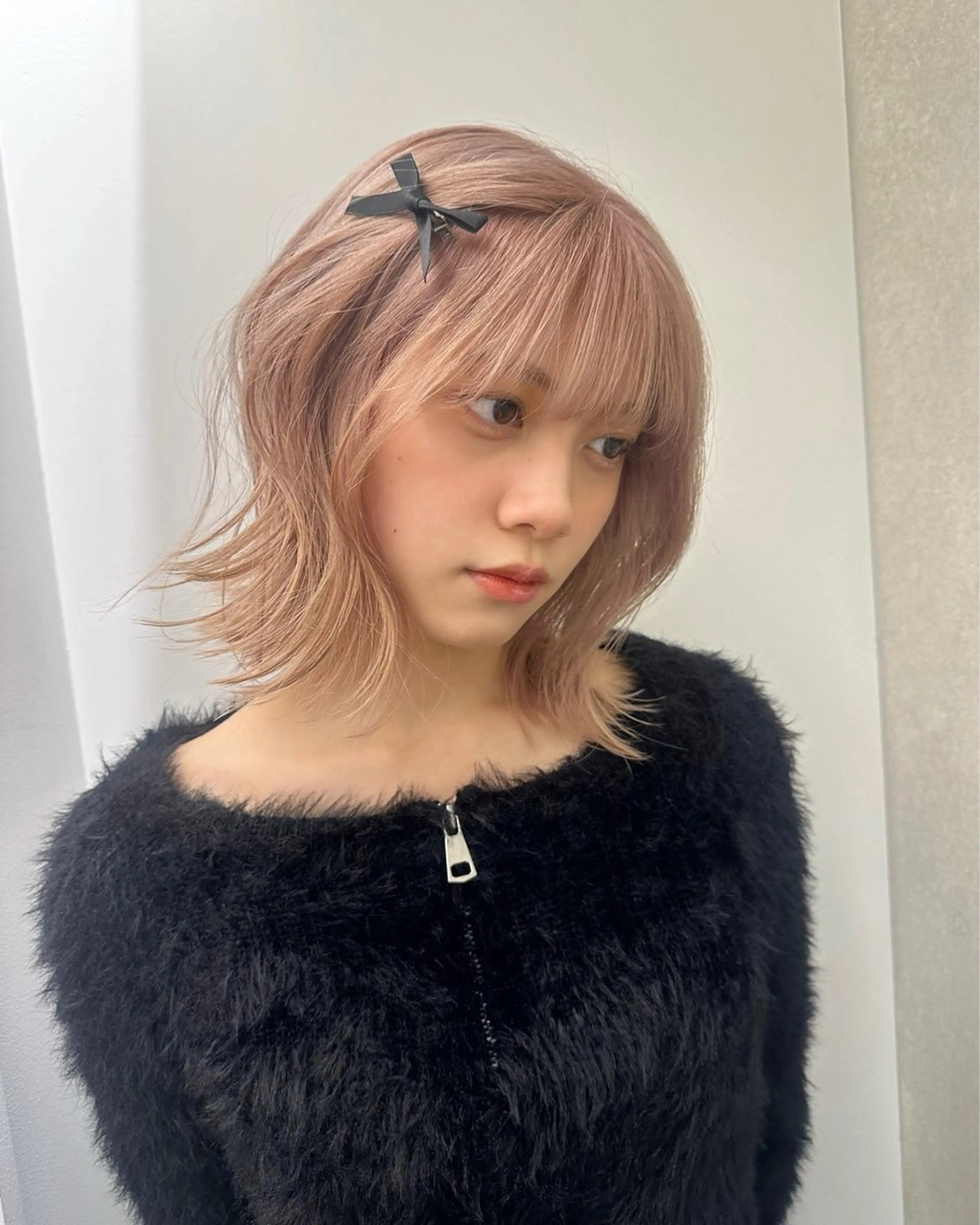 ミディアム カラー ベージュカラー ピンクカラー ピンクベージュ ヘアカラー 🎀韓国レイヤー特化 🎀ベージュ/ミクのヘアスタイル