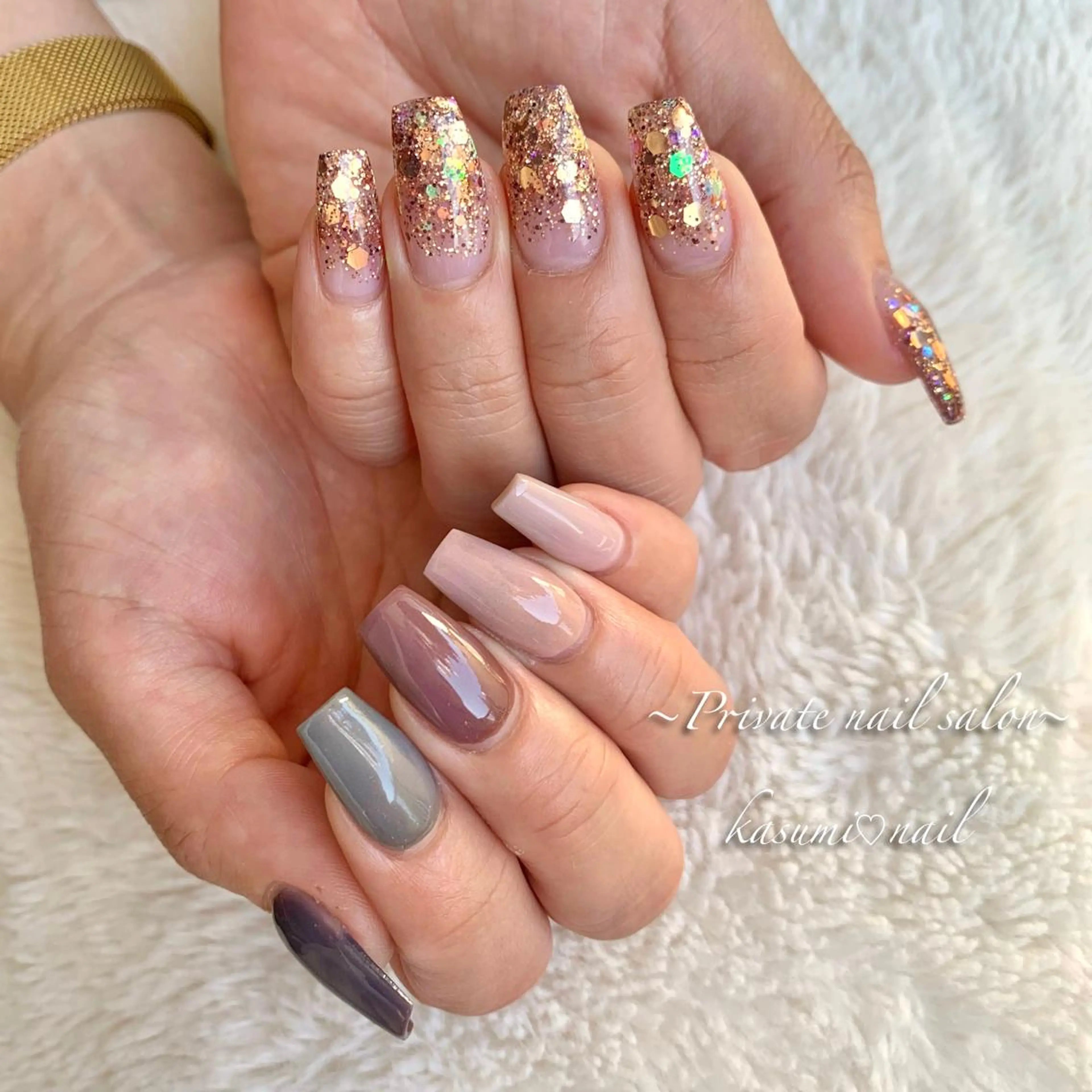 ネイル アートネイル ラメ(グリッター) マグネットネイル ミラーネイル 持ち込み KASUMI♡ Nailのネイルデザイン