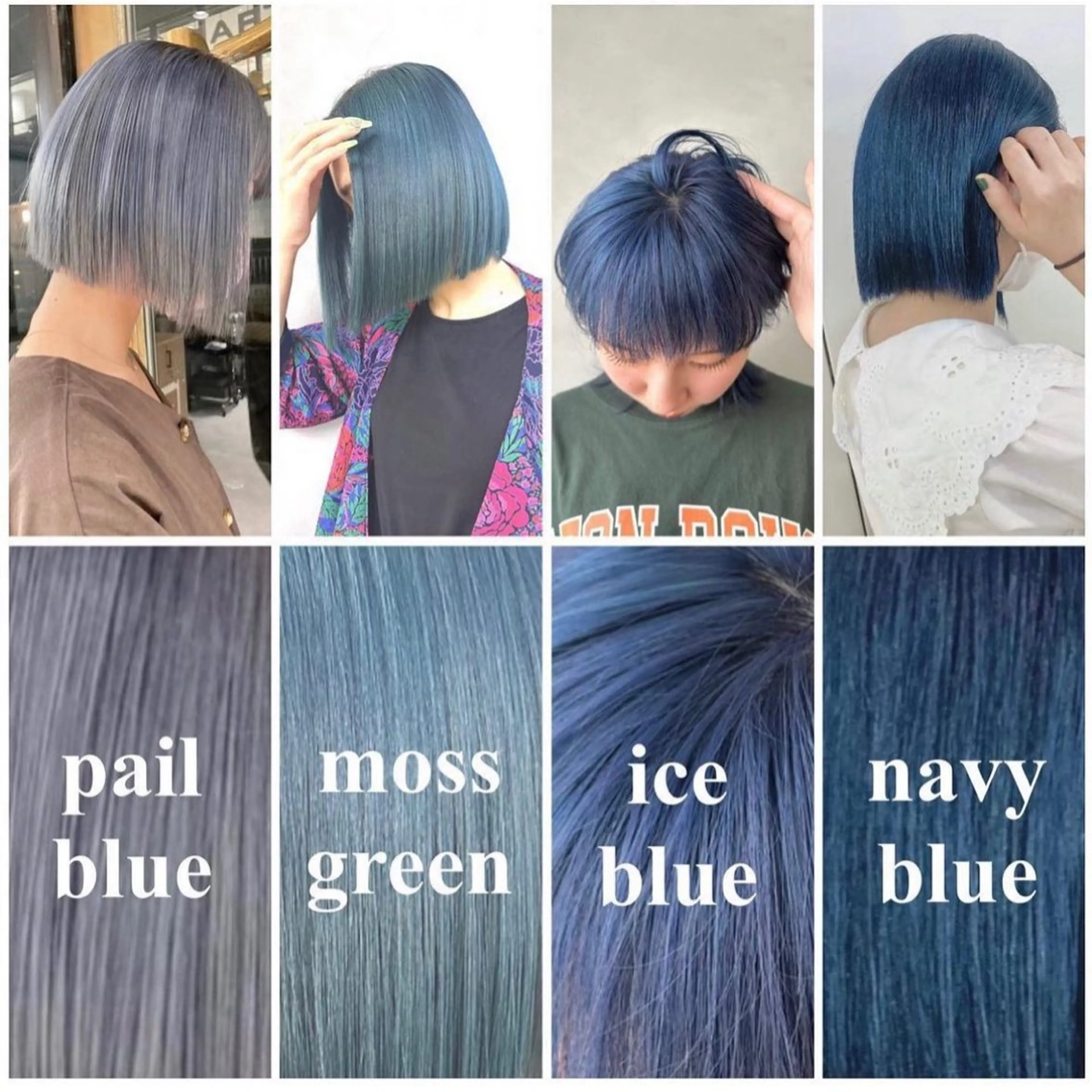 ミディアム カラー 黒髪 ブリーチ ブルーカラー ブルーブラック ダブルカラー 似合わせ小顔ショート /akane🐰♥️のヘアスタイル