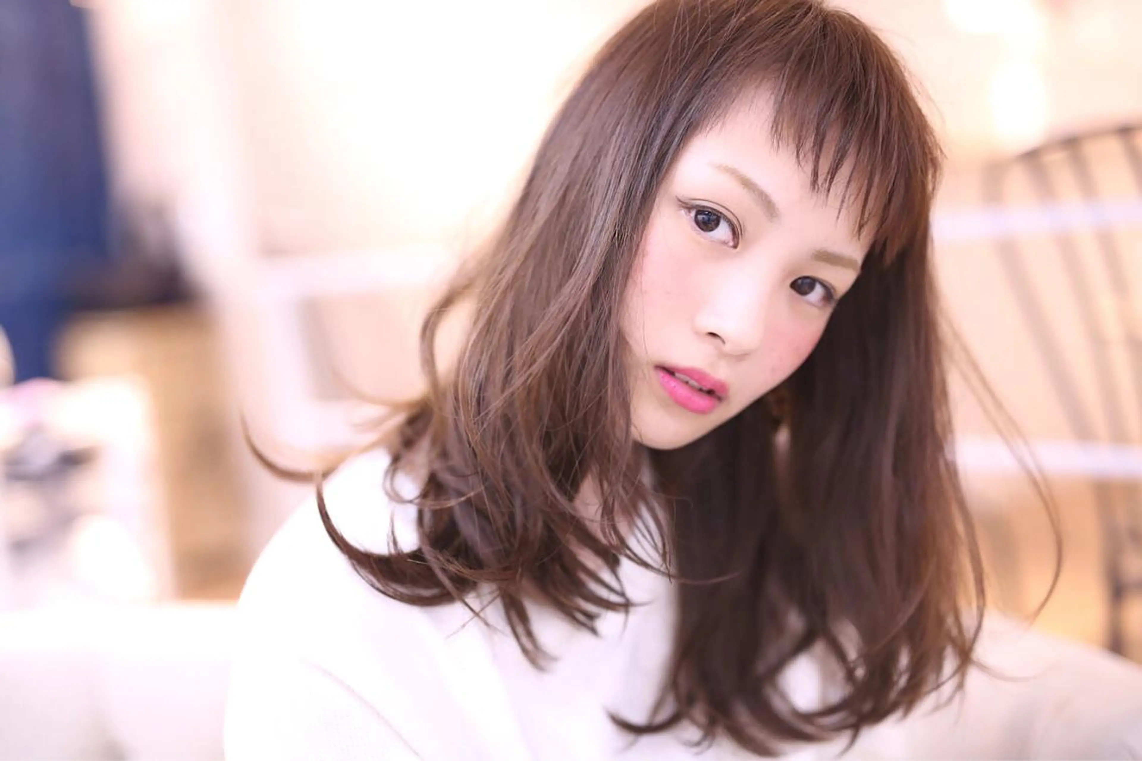 セミロング カラー パーマ セミロングパーマ デジタルパーマ Merci メルシー 福岡、今泉のヘアスタイル