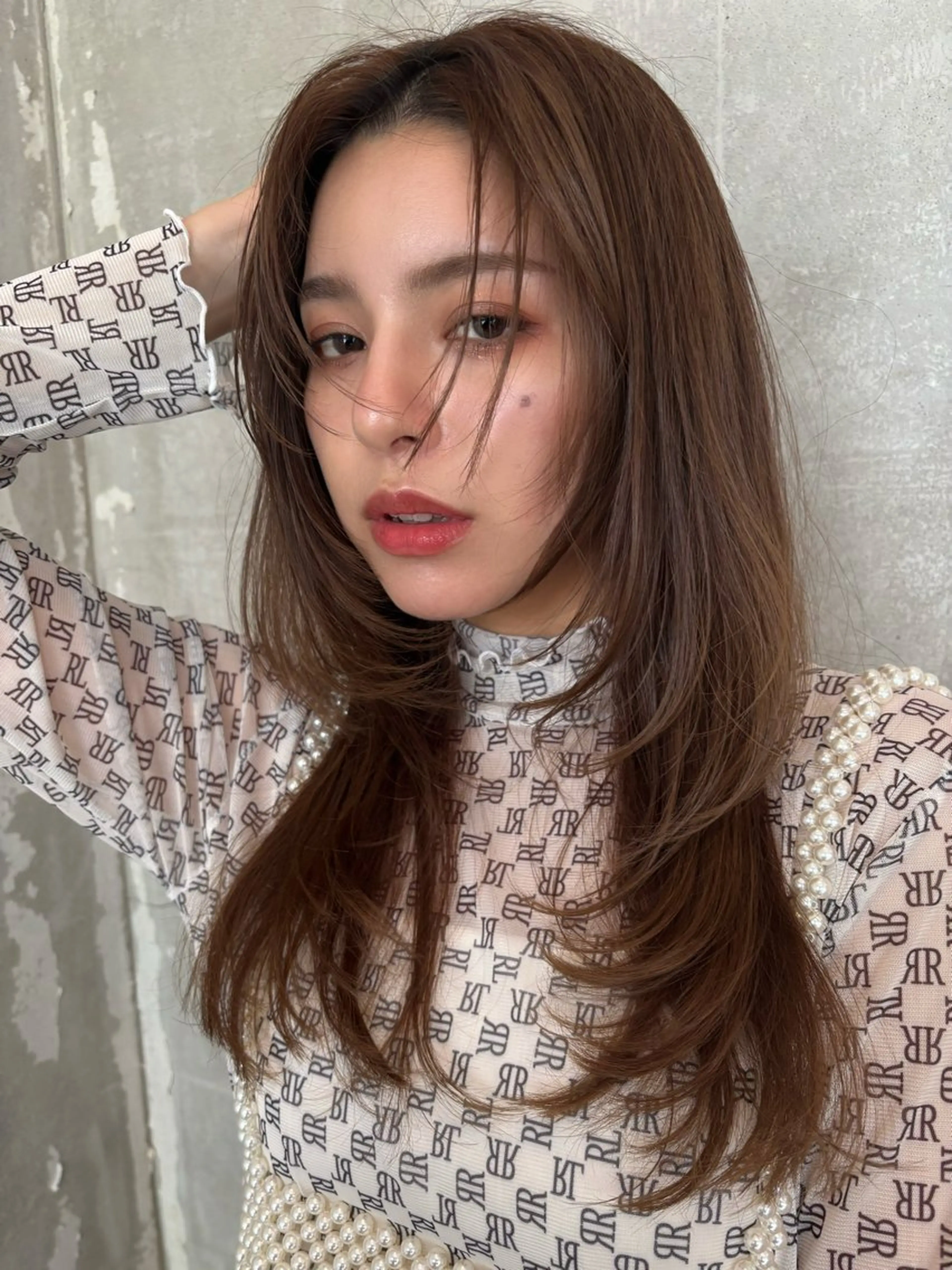 セミロング カラー カット ヘアカラー 韓国ヘア×髪質改善 縮毛矯正のヘアスタイル