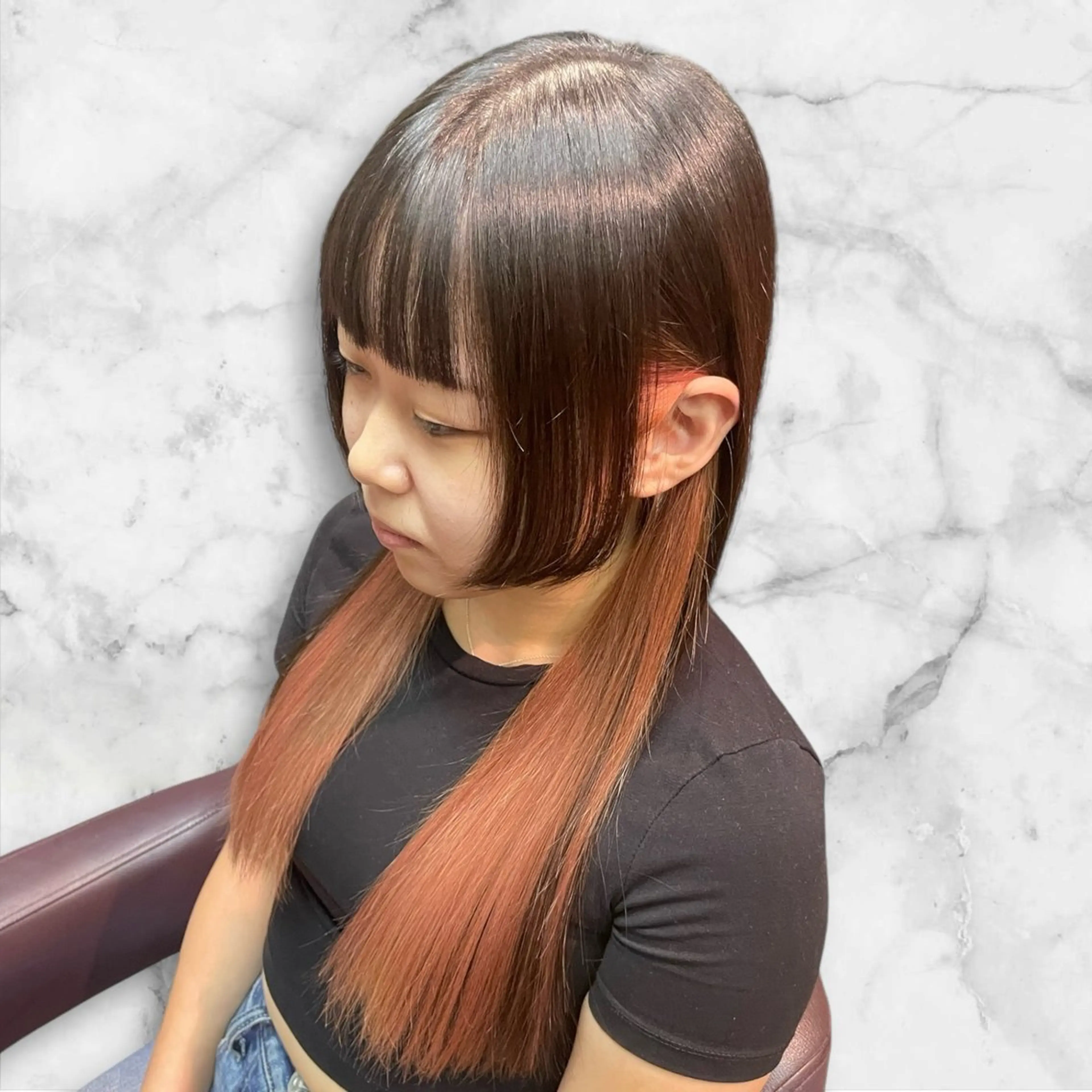 ロング カラー オレンジ ピンクカラー セルバ所属・HIRORO ブリーチ/ハイトーンのヘアスタイル