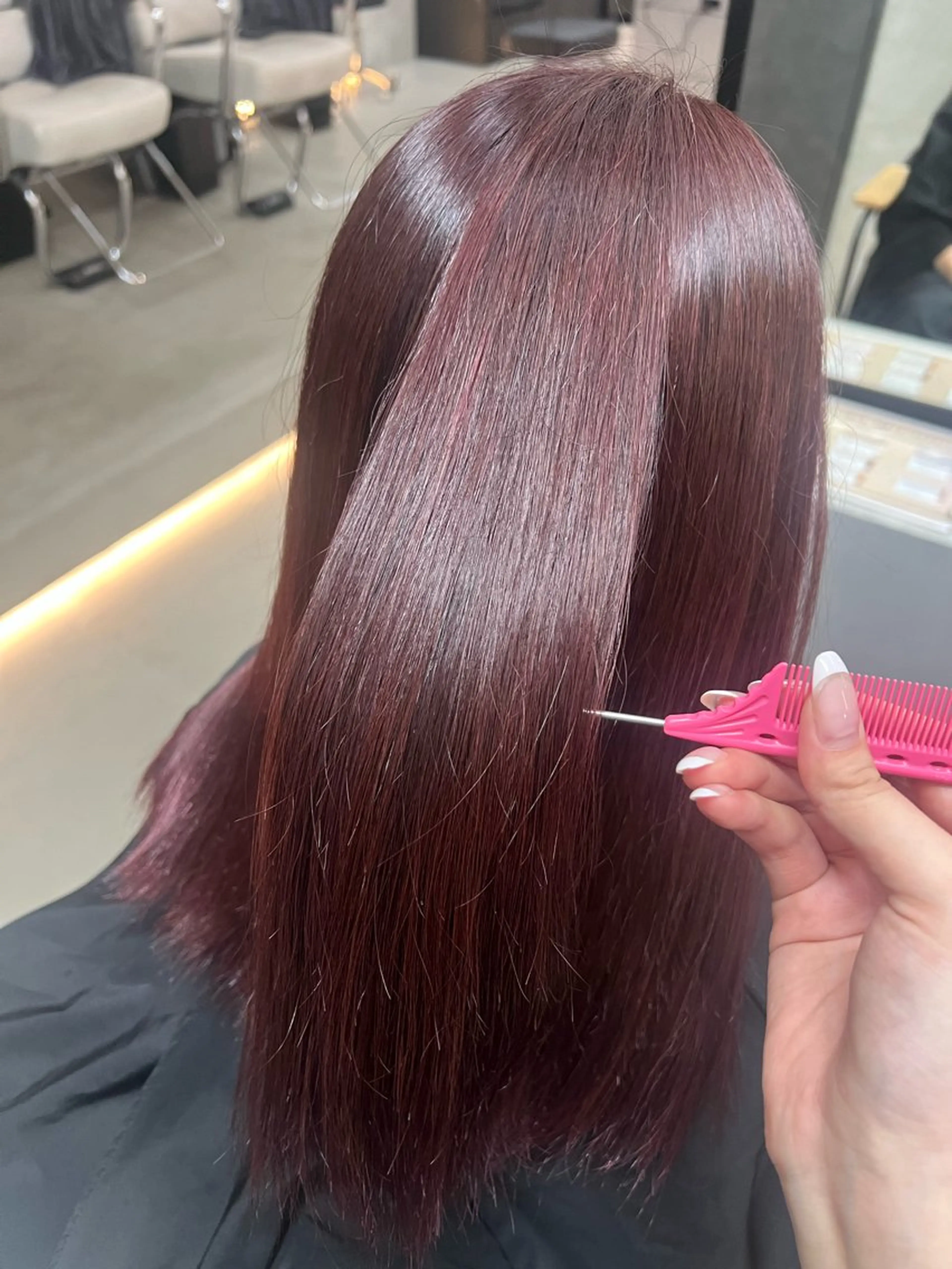 ミディアム ピンクラベンダー 韓国レイヤー/艶 カラー/RIRIKOのヘアスタイル