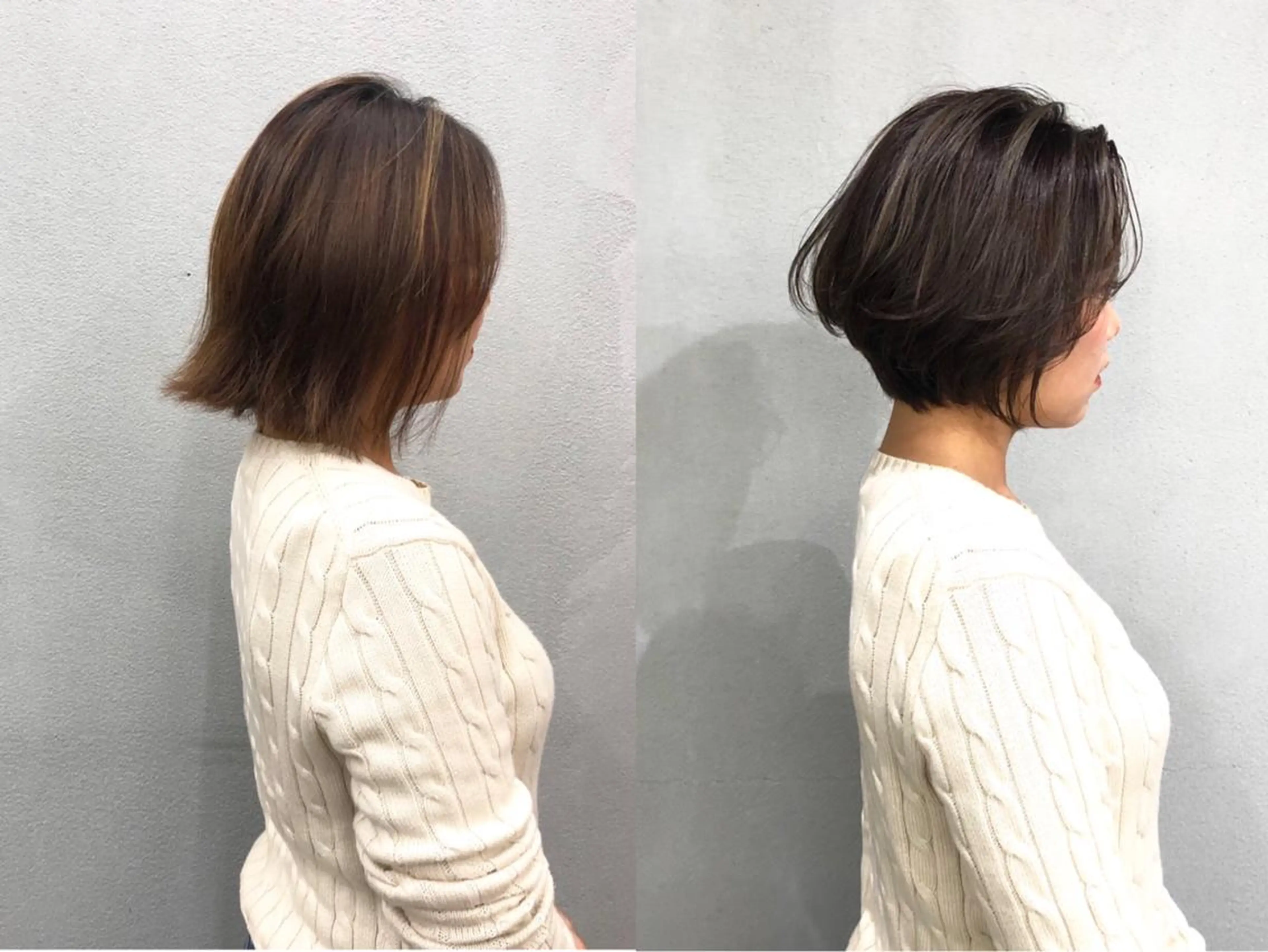 ショート カラー ショートボブ ハイライトカラー ボブ くびれヘア ハイライト ボブ/ショート/ 白髪染め/メンズ葛西のヘアスタイル