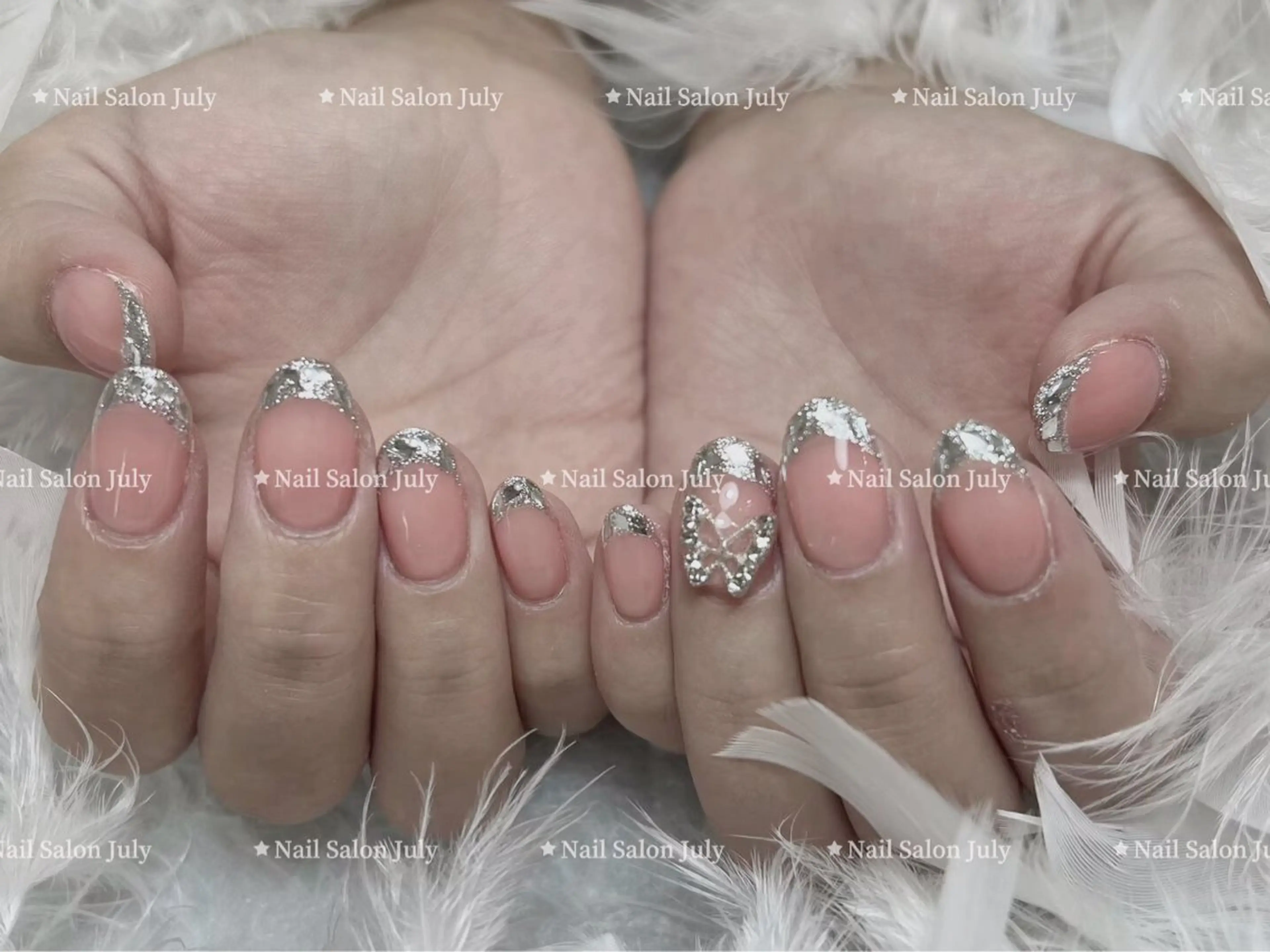 ネイル アートネイル オーロラネイル ジェルネイル ガーリー キラキラネイル July モモのネイルデザイン