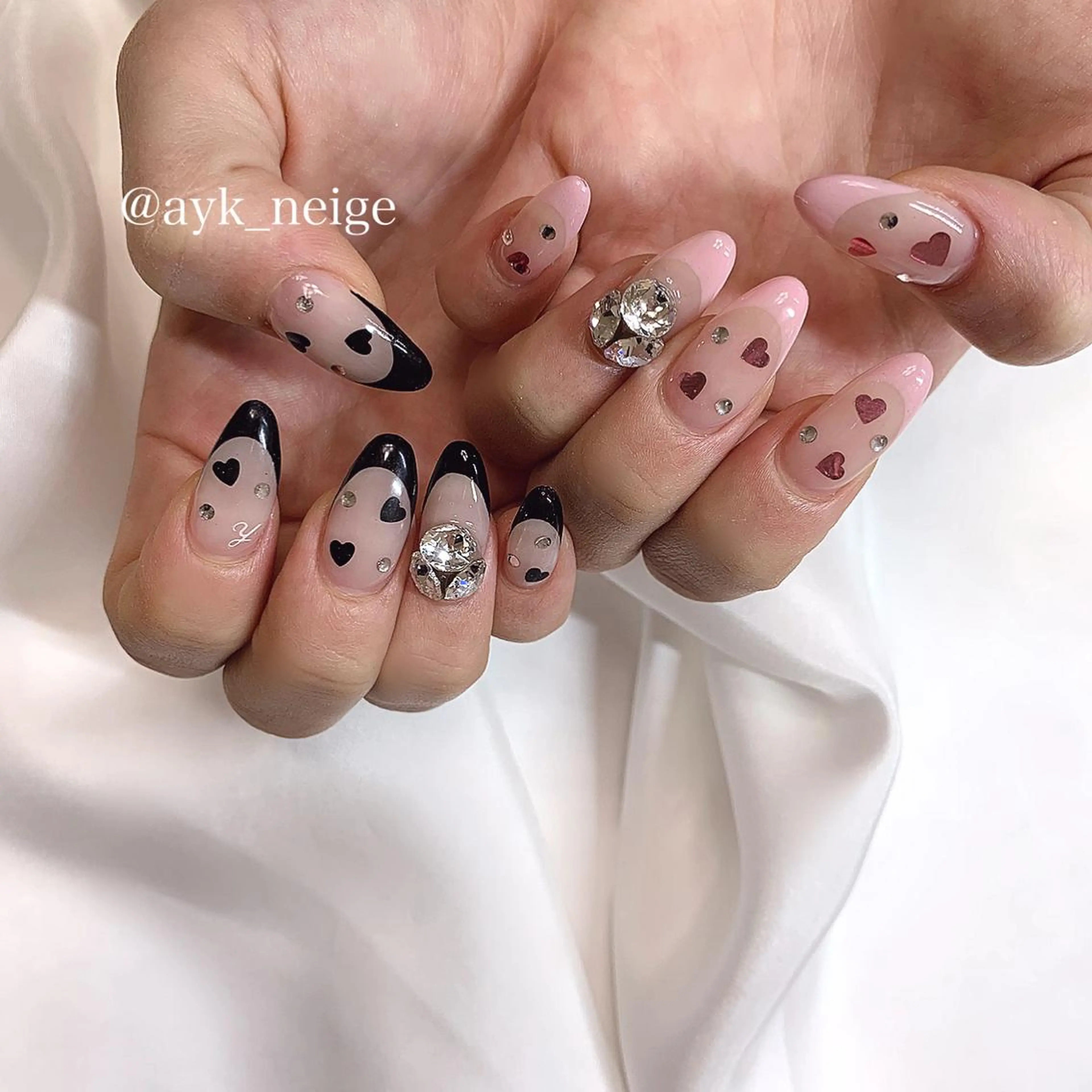 ネイル ハート 韓国ネイル 冬ネイル n'eige nail所属・大谷 綾香のネイルデザイン