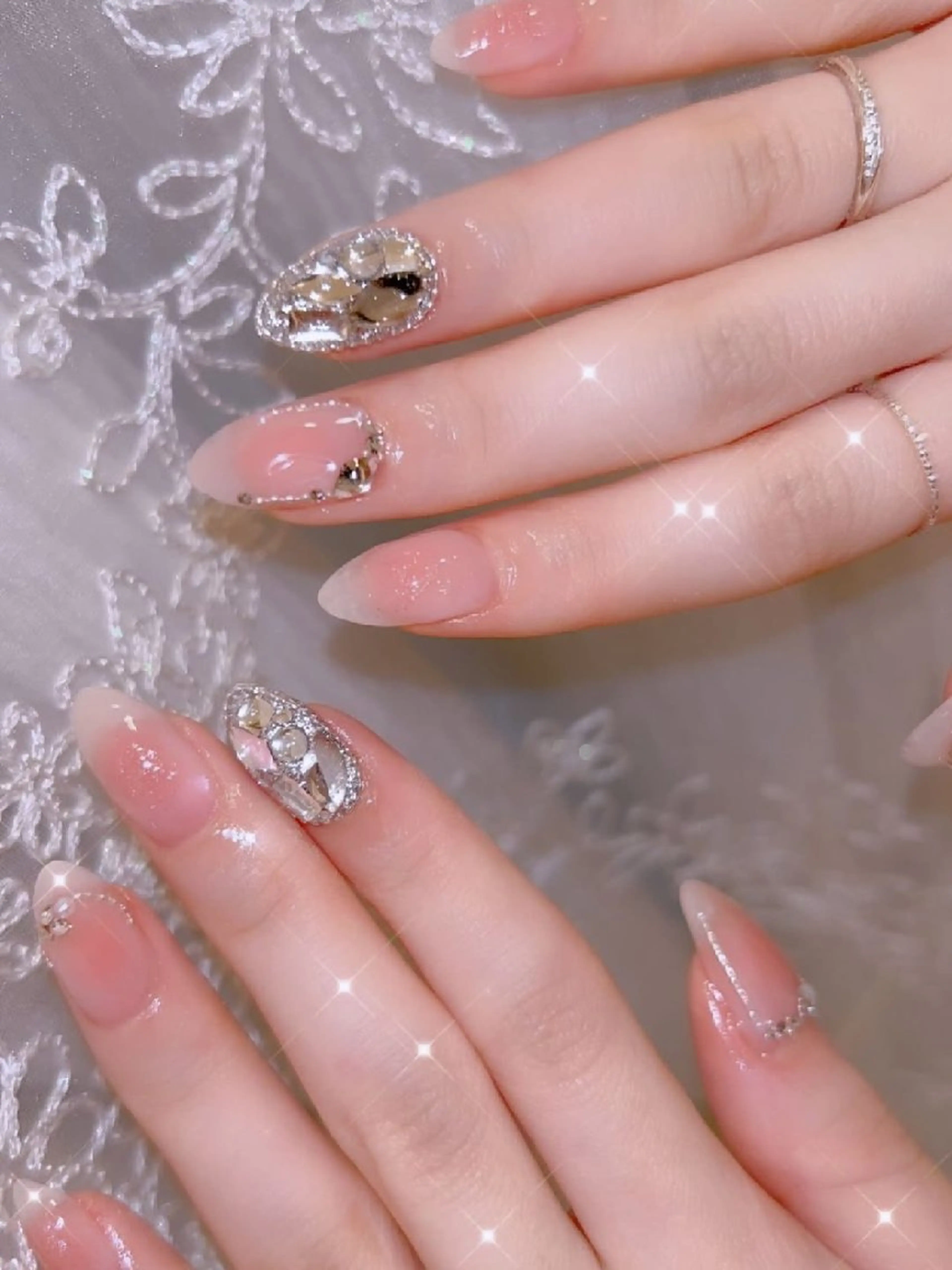 ネイル 長さ出し ジェルネイル 韓国ネイル マグネットネイル ニュアンスネイル ハンドネイル I LOVE ME  NAIL.｡.:*♡のネイルデザイン