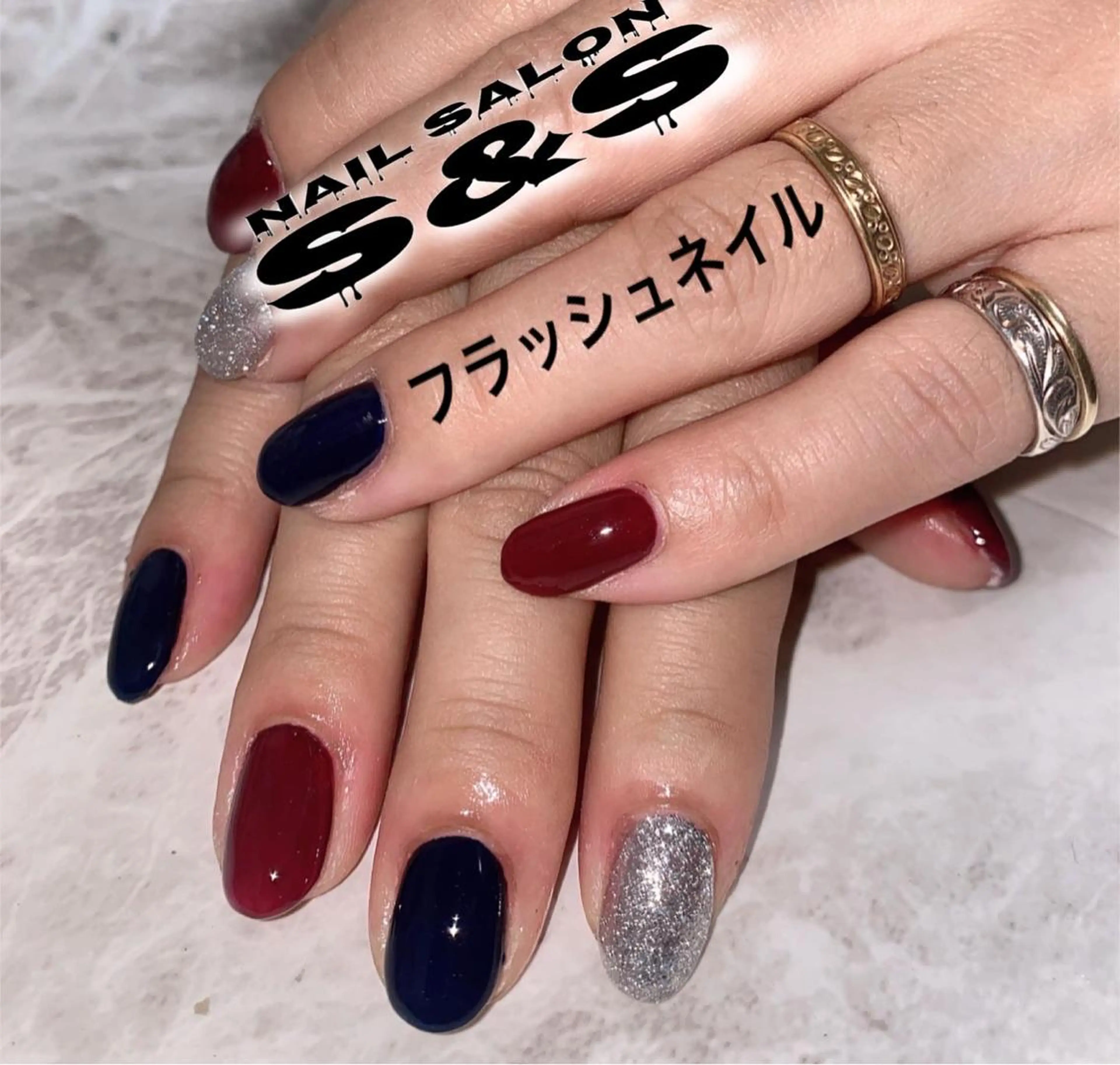 ネイル 長さ出し フラッシュネイル メンズネイル 持ち込み スカルプネイル S&S 村田小百合のネイルデザイン