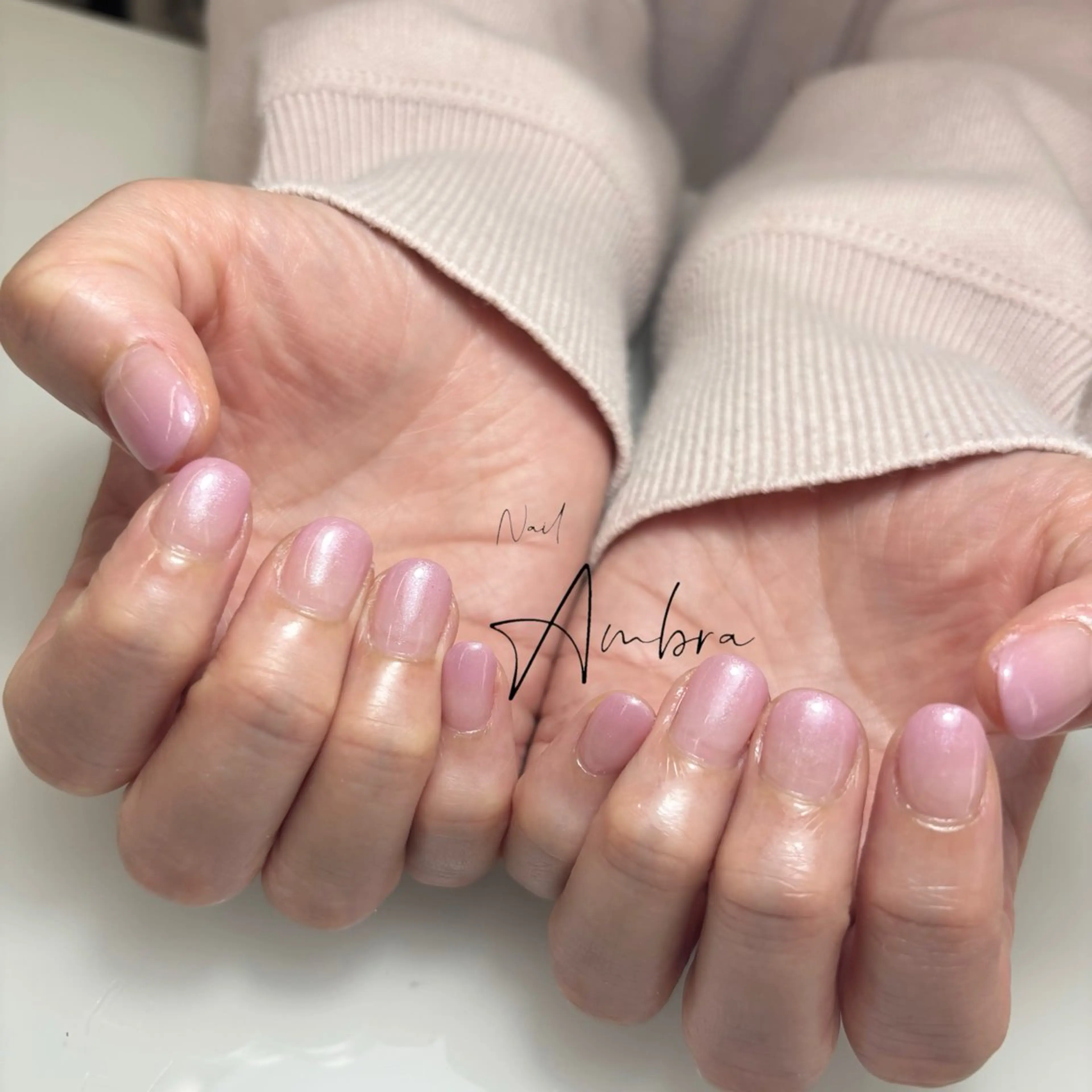 ネイル ラメ(グリッター) ピンク ハンドネイル Nail Ambra 天王寺店所属・Nail Ambra fusaのネイルデザイン