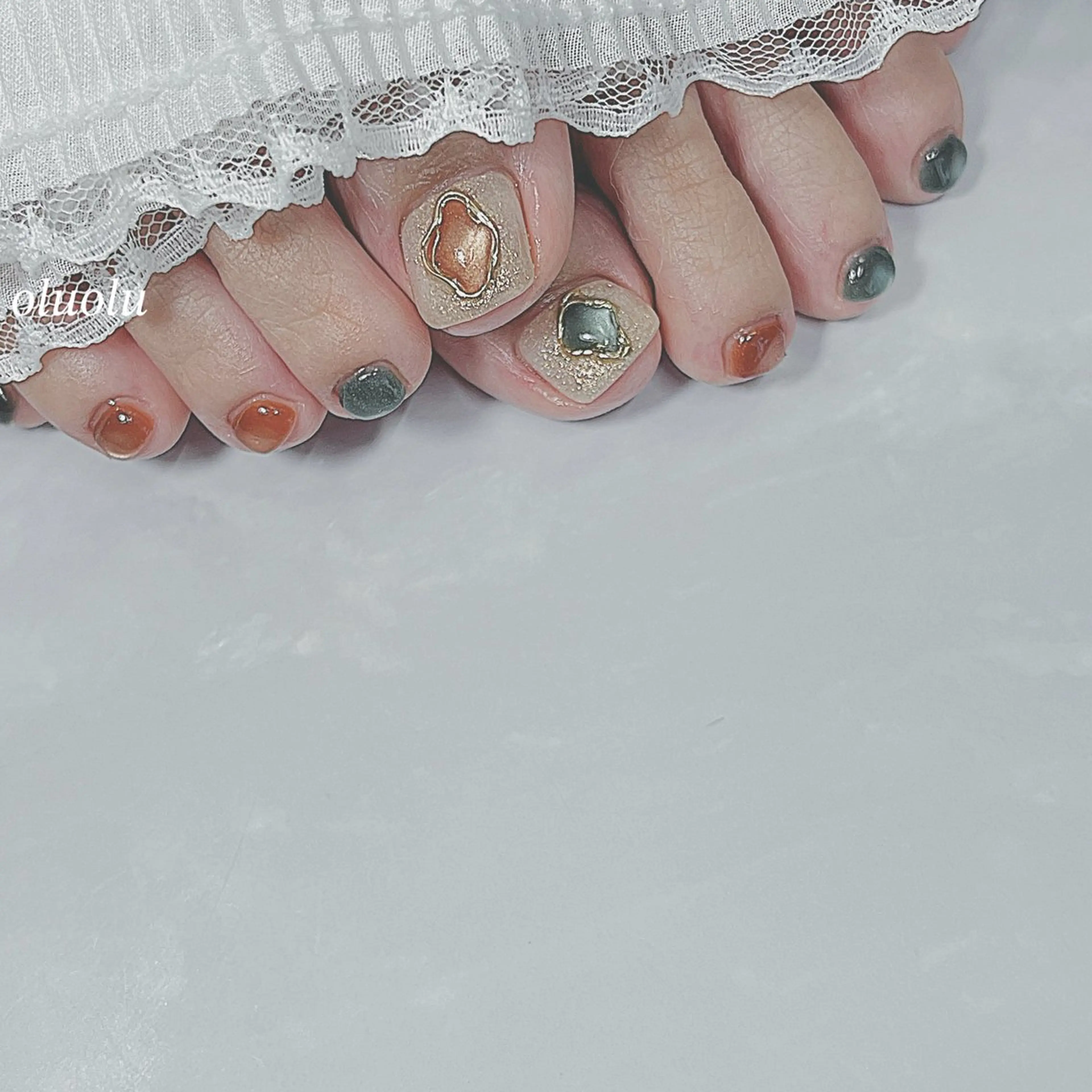 ネイル アートネイル フットネイル マグネットネイル ニュアンスネイル フットネイル 大村 紬華のネイルデザイン