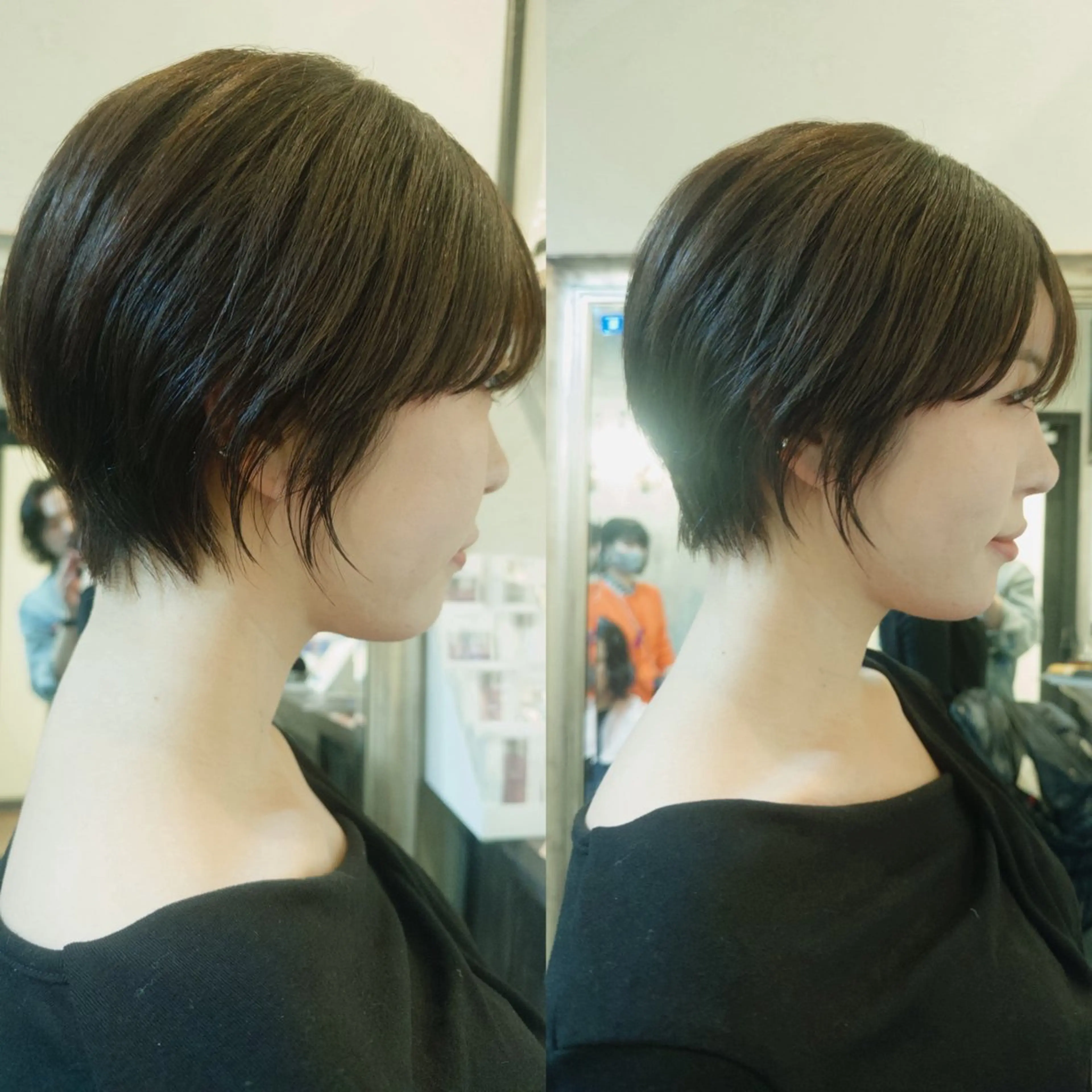 ショート カラー ショートヘア カット ヘアカラー コテ巻き風パーマ レイヤーカット ぱるのヘアスタイル