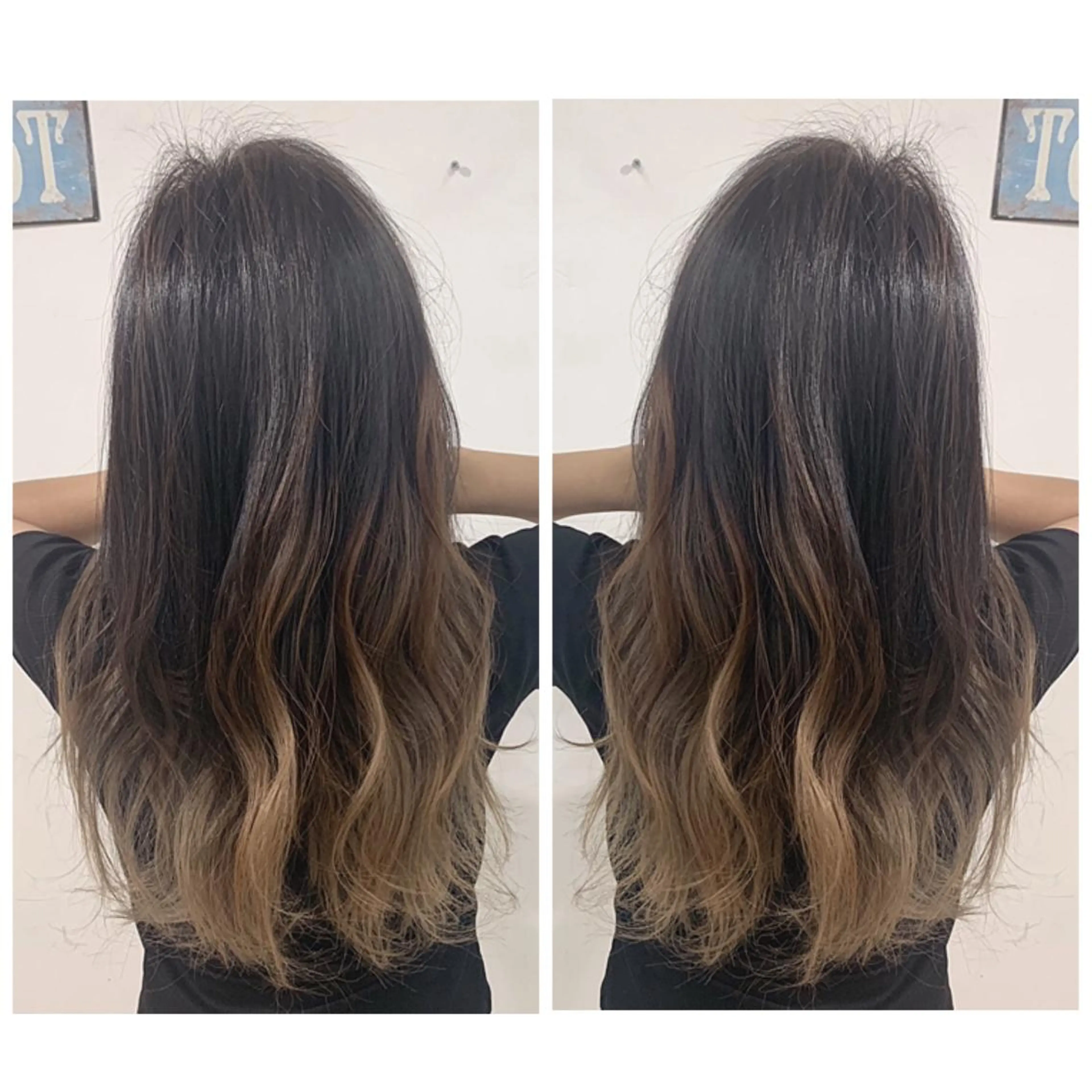 ロング カラー アッシュ バレイヤージュ ブリーチ デザインカラー グレージュ カット ヘアカラー トリートメント 京都大人女性ショート 徒歩1分/秋山のヘアスタイル