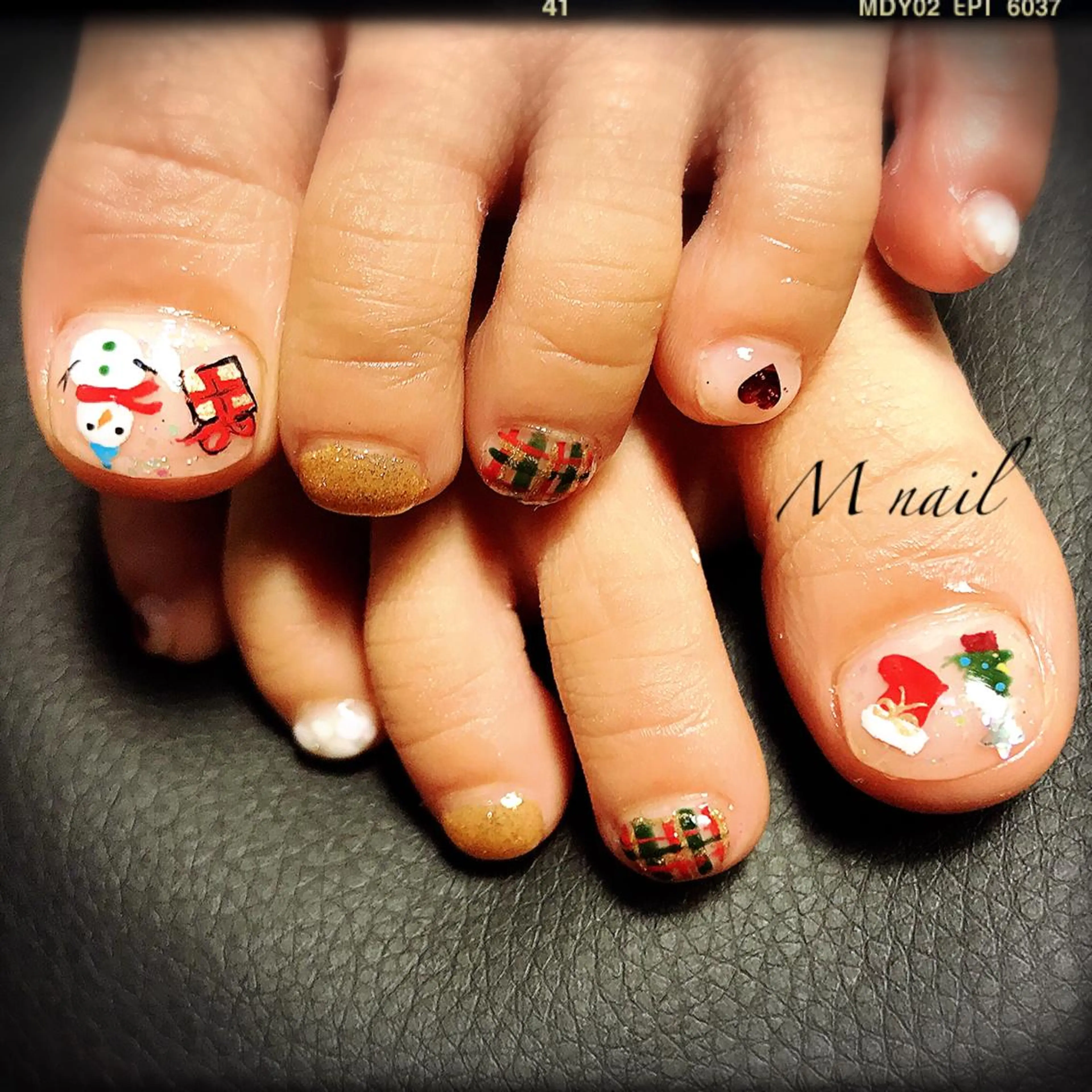 ネイル アートネイル 冬ネイル クリスマス M nail 市原市ちはら台のネイルデザイン