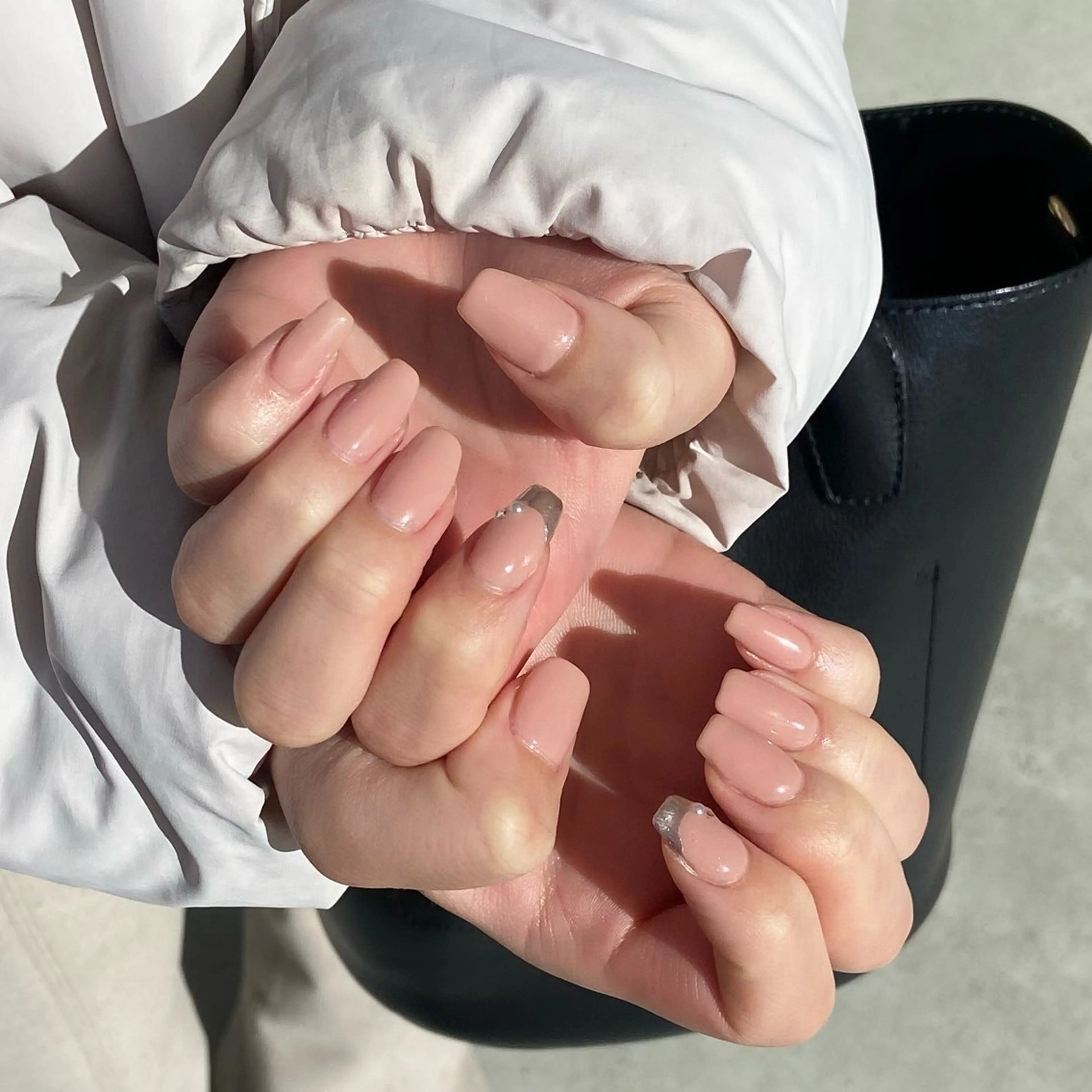 ネイル フレンチネイル ミラーネイル ピンク ストーンネイル Risa 梅田/南森町ネイルのネイルデザイン