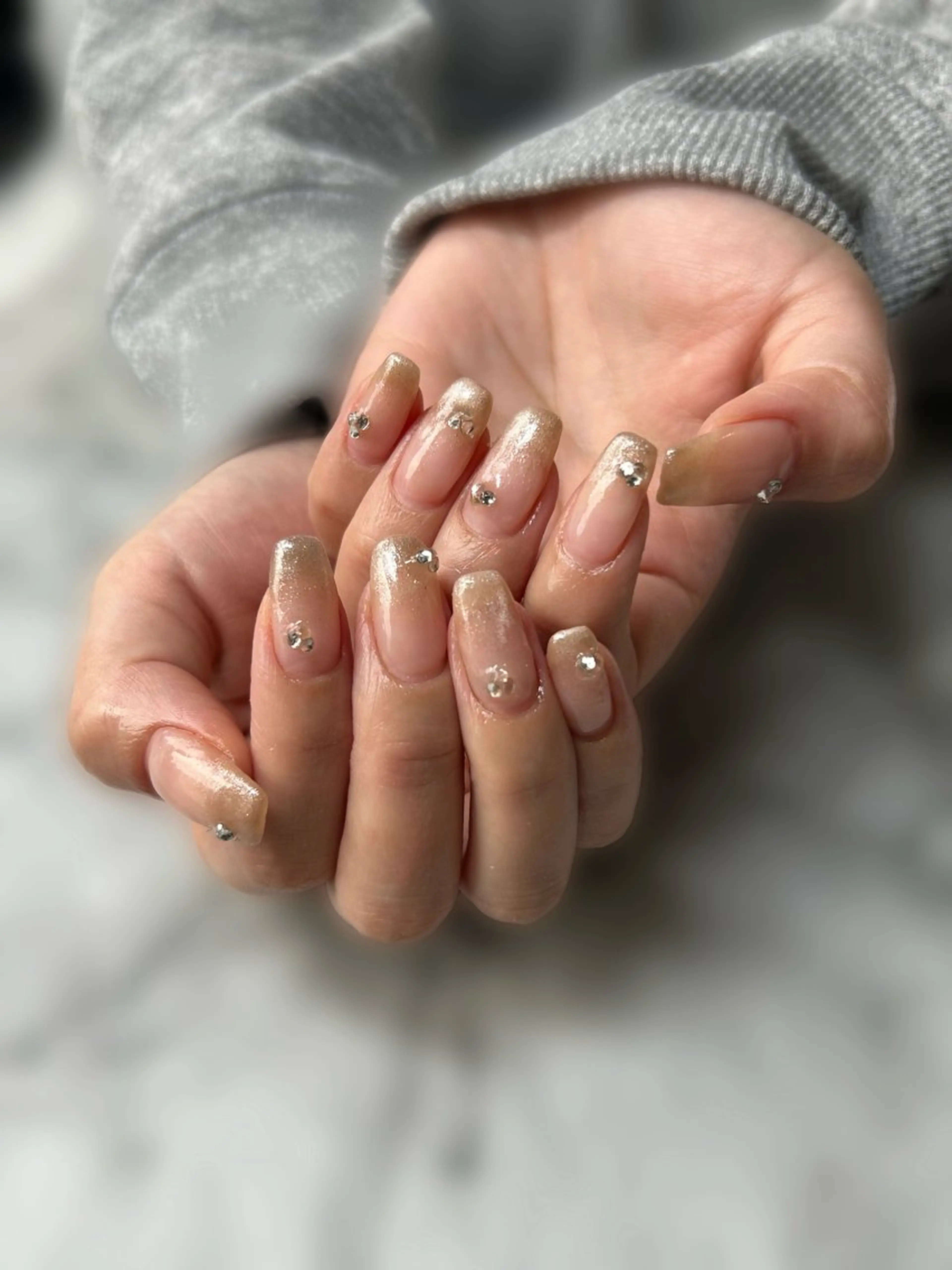 ネイル グラデーション ラメ(グリッター) ラメグラデーション ハンドネイル 長さ出し専門HALE NAIL さとうのネイルデザイン